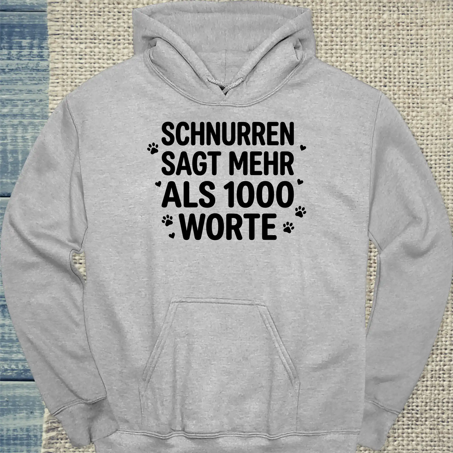 Hoodie - Schnurren sagt mehr als 1000 Worte - Unisex - Katze Grau