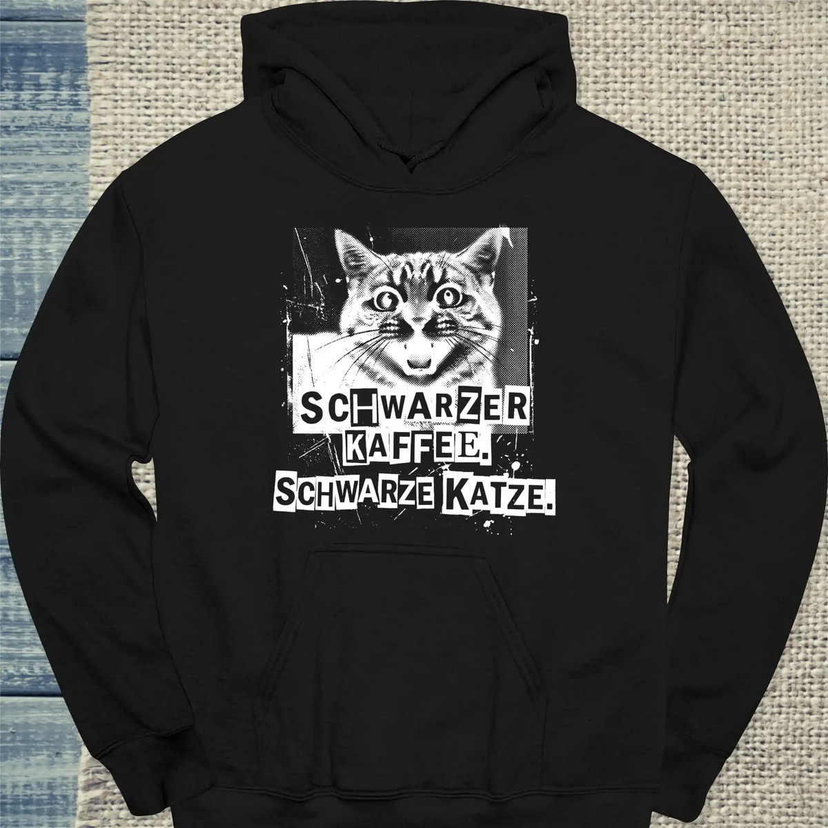 Hoodie - Schwarzer Kaffee - Schwarze Katze - Unisex - Katze & Kaffee Schwarz