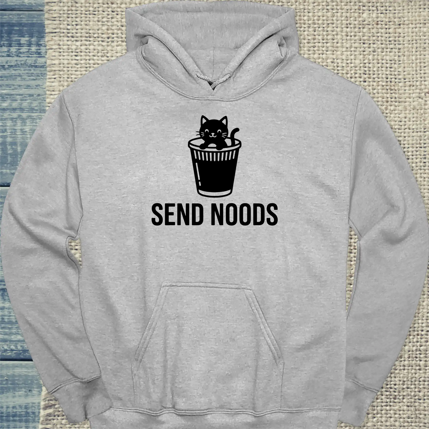 Hoodie - SEND NOODS - Unisex - Katze, Ramen Grau