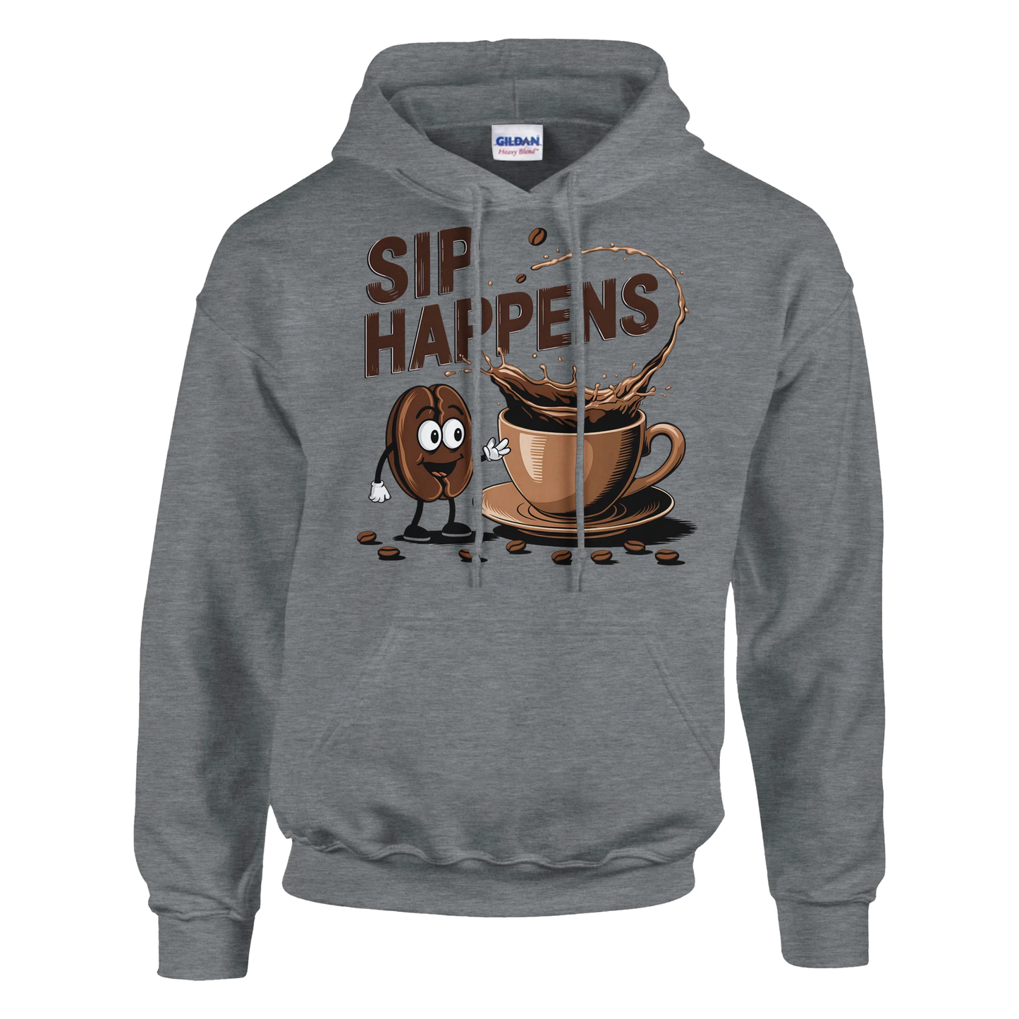 Hoodie - Sip Happens - Unisex - Kaffee Grau