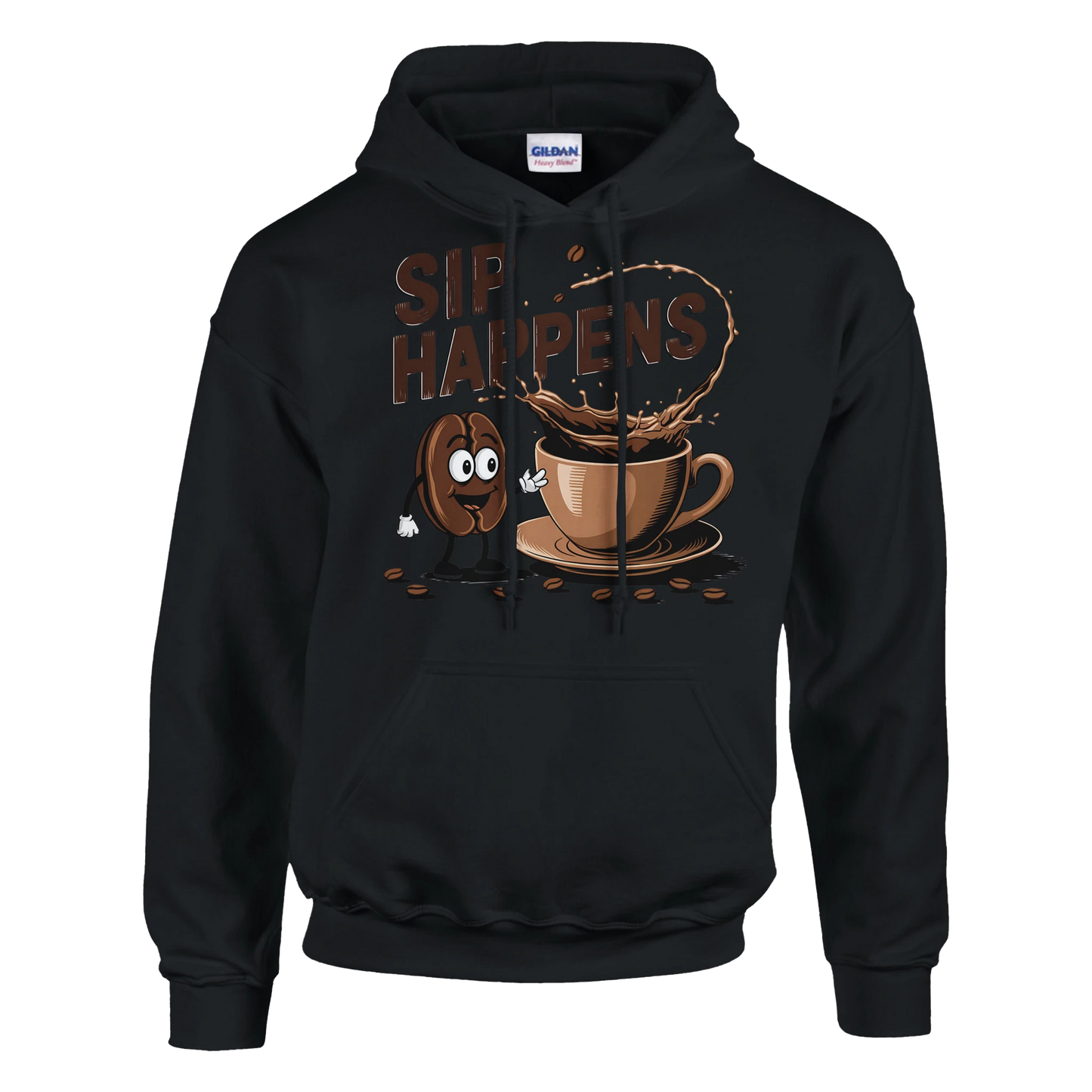 Hoodie - Sip Happens - Unisex - Kaffee Schwarz