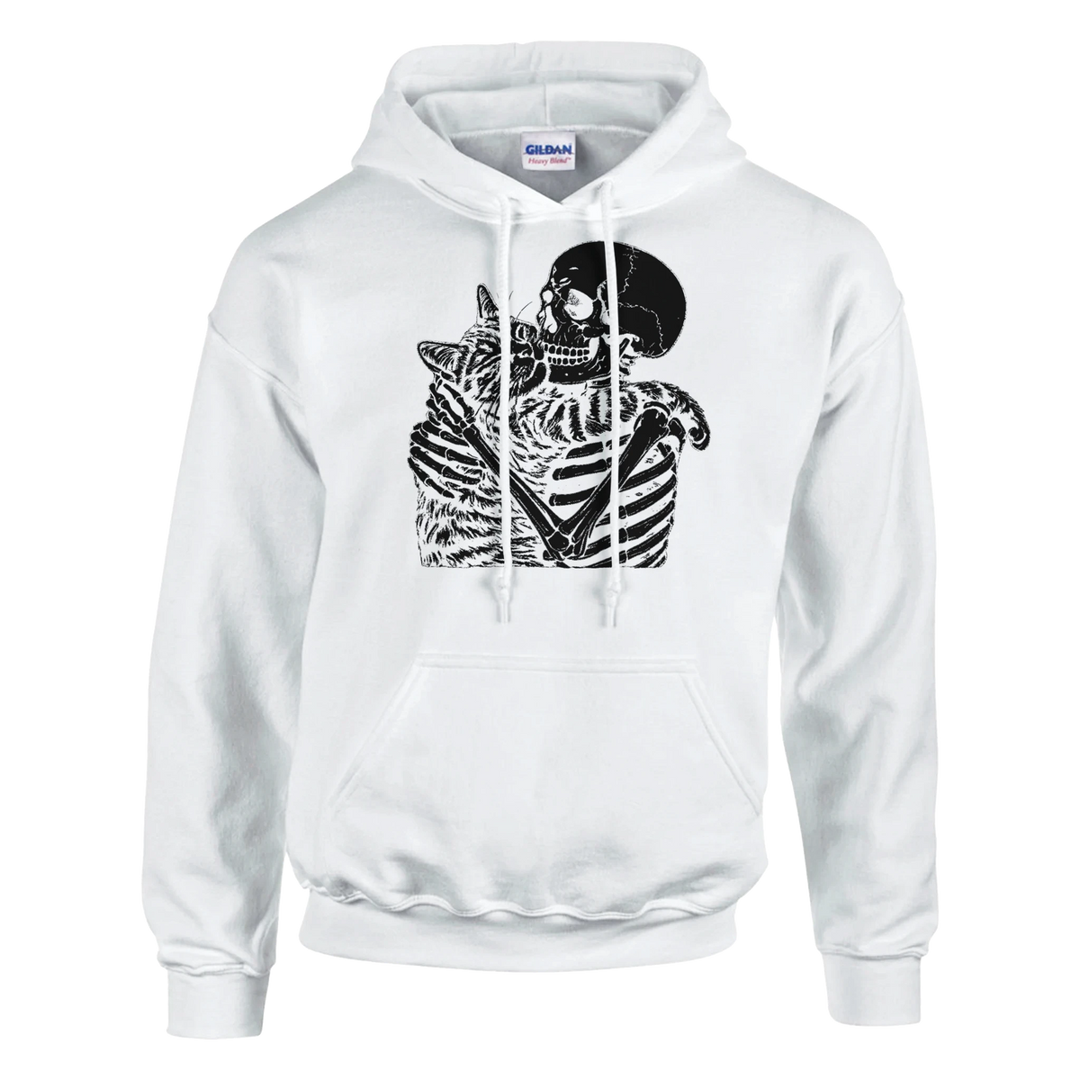 Hoodie - Skelett mit Katze - Unisex - Katze, Halloween
