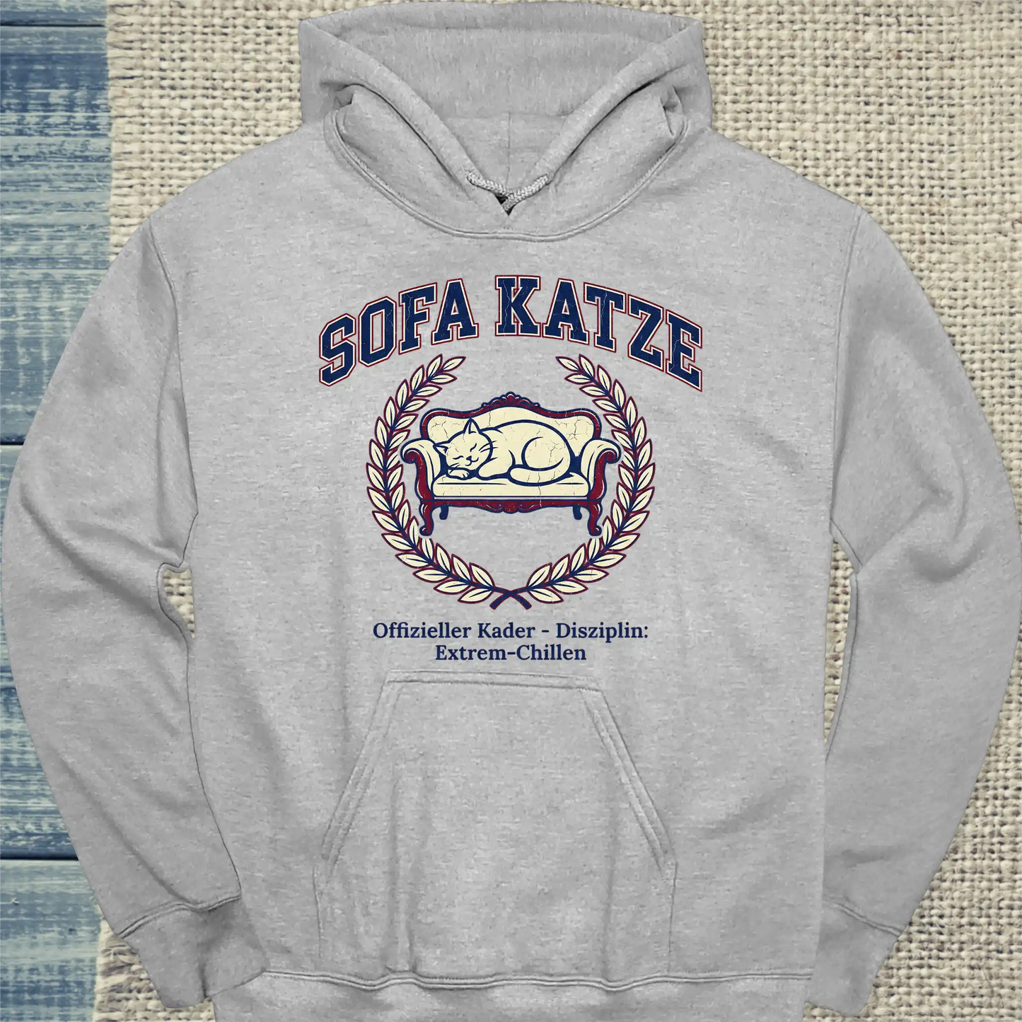 Hoodie - Sofa Katze - Unisex - Katze & Kaffee Grau