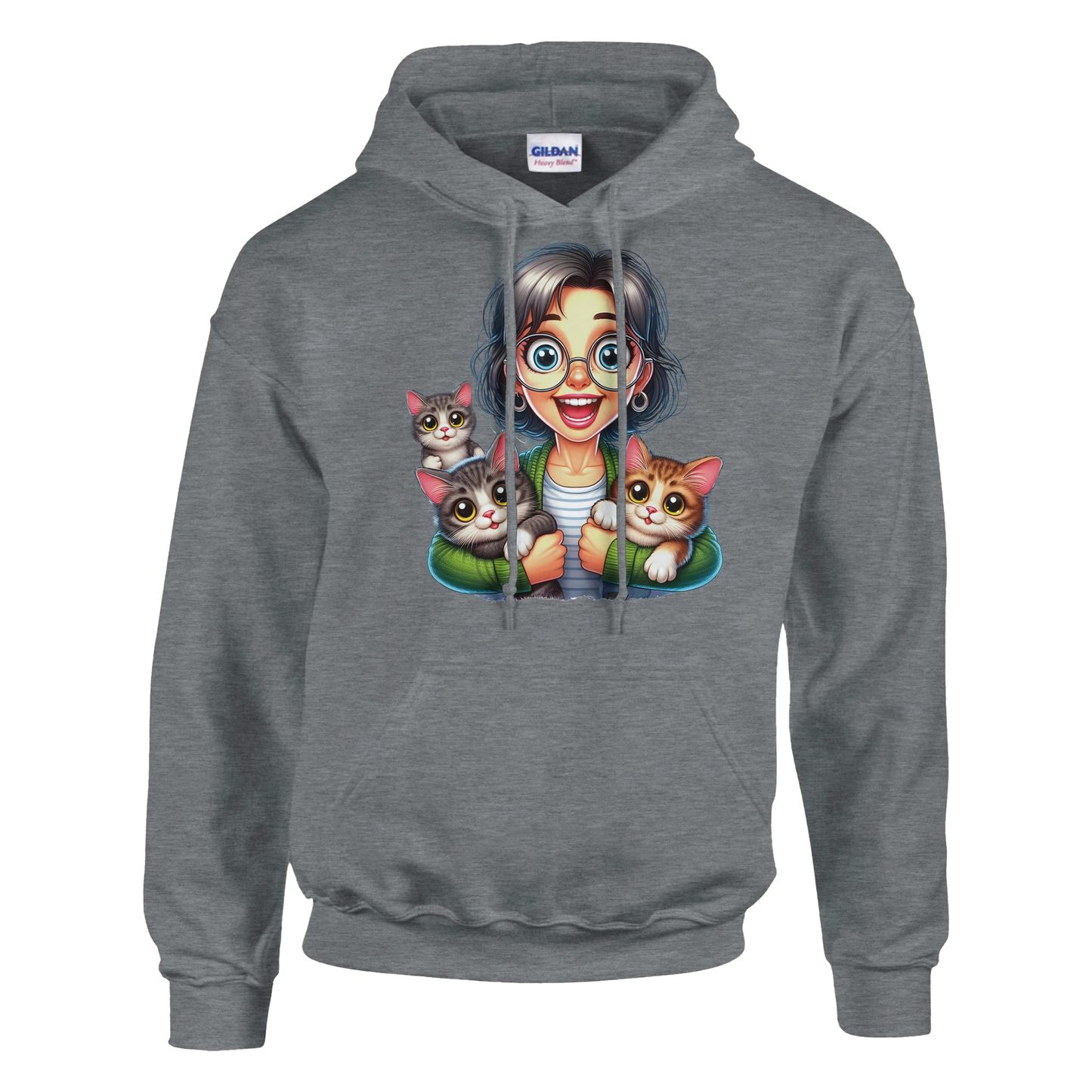 Hoodie - Stolze Katzen Mama - Unisex - Kaffee, Cat Lady Grau