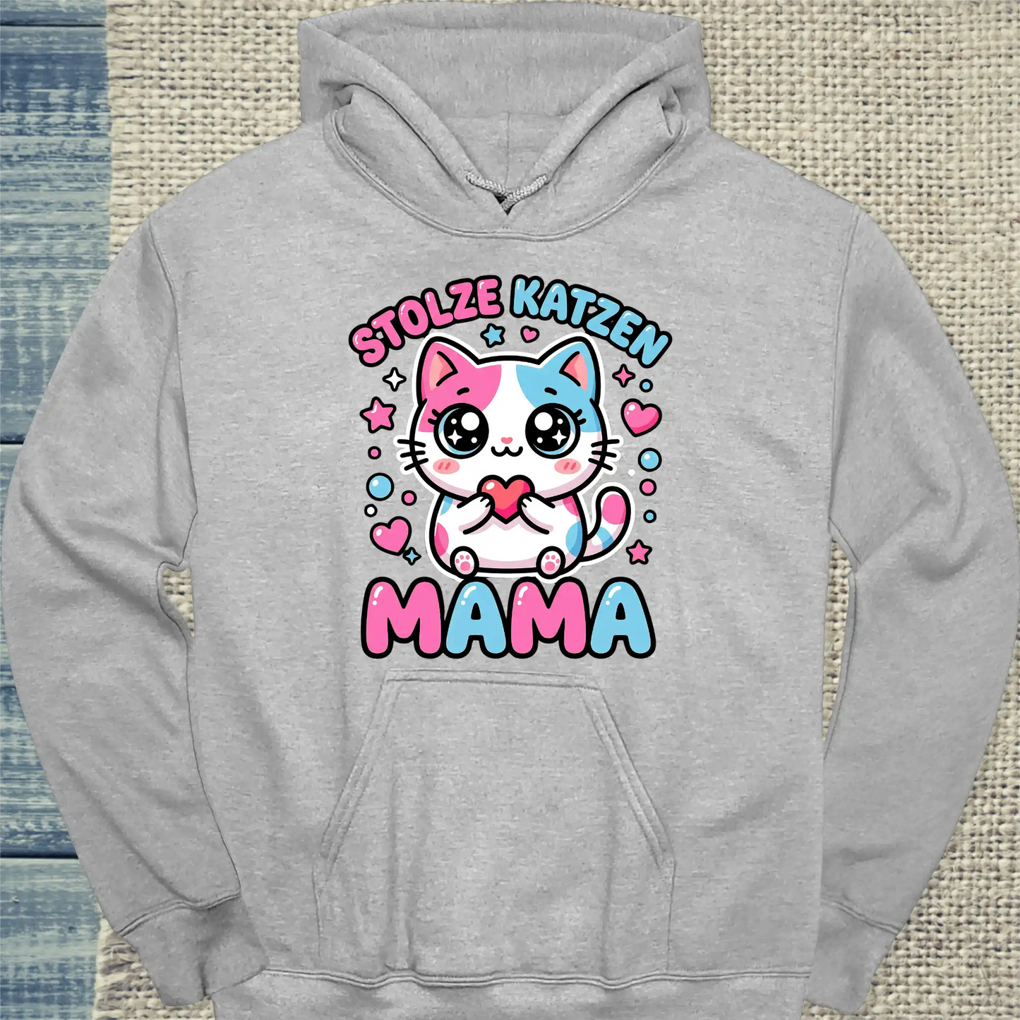 Hoodie - Stolze Katzen Mama - Unisex - Kaffee Grau