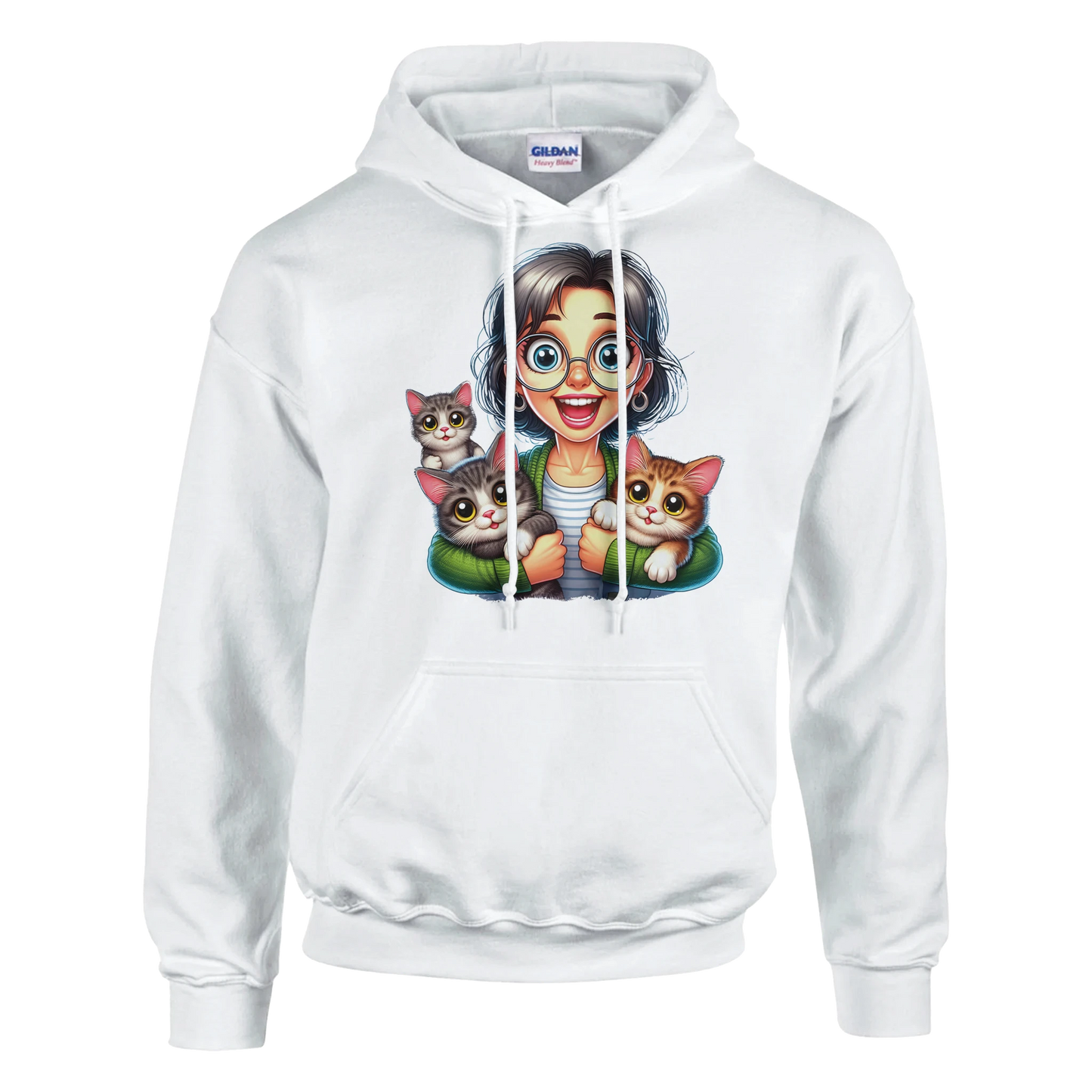 Hoodie - Stolze Katzen Mama - Unisex - Kaffee, Cat Lady Weiß