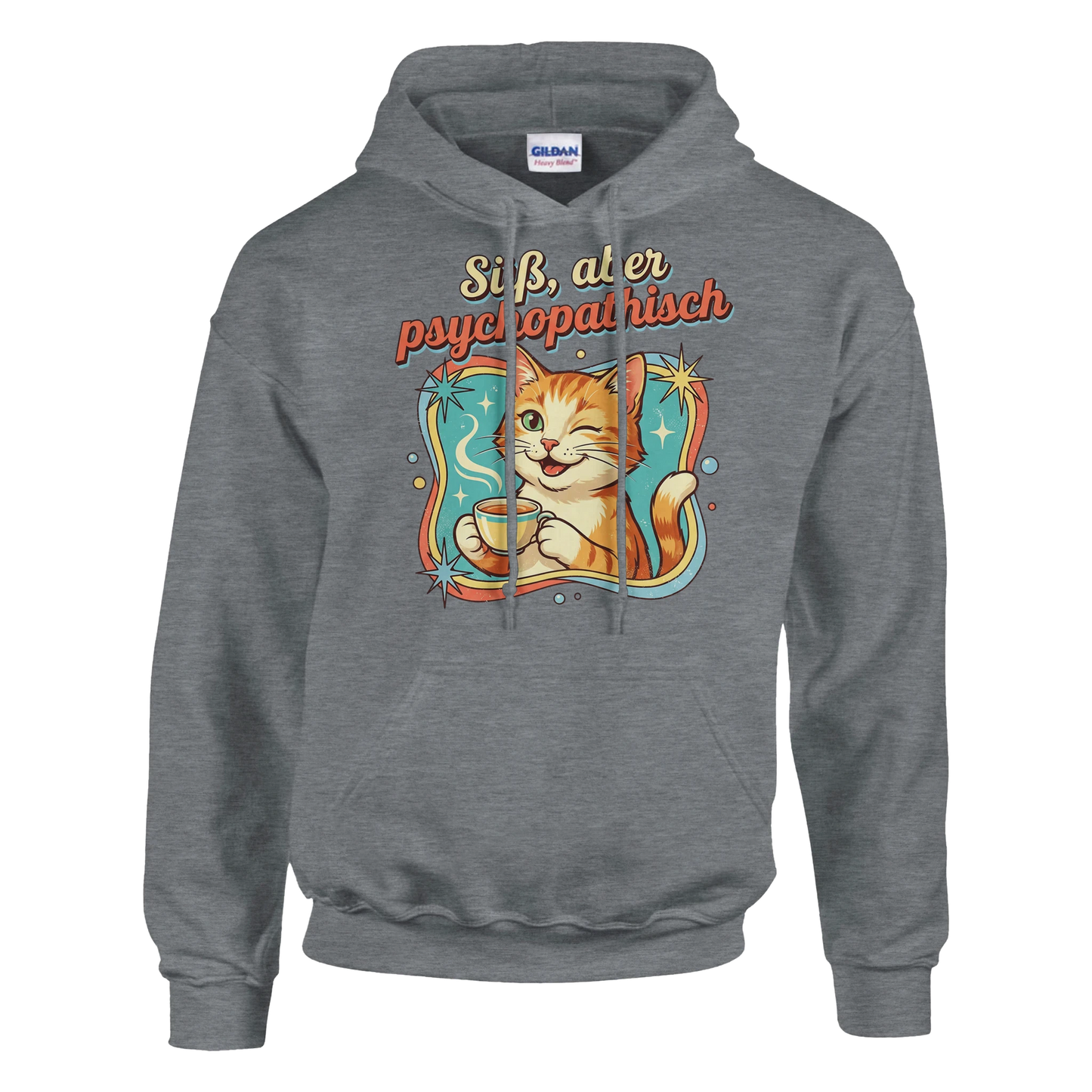 Hoodie - Süß, aber psychopathisch - Unisex - Katze & Kaffee Grau