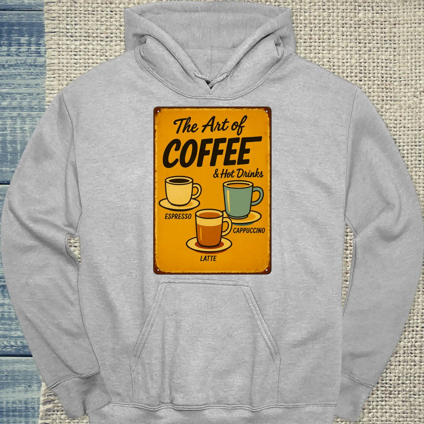 Hoodie - The Art of Coffee - Unisex - Kaffee, Retro Grau