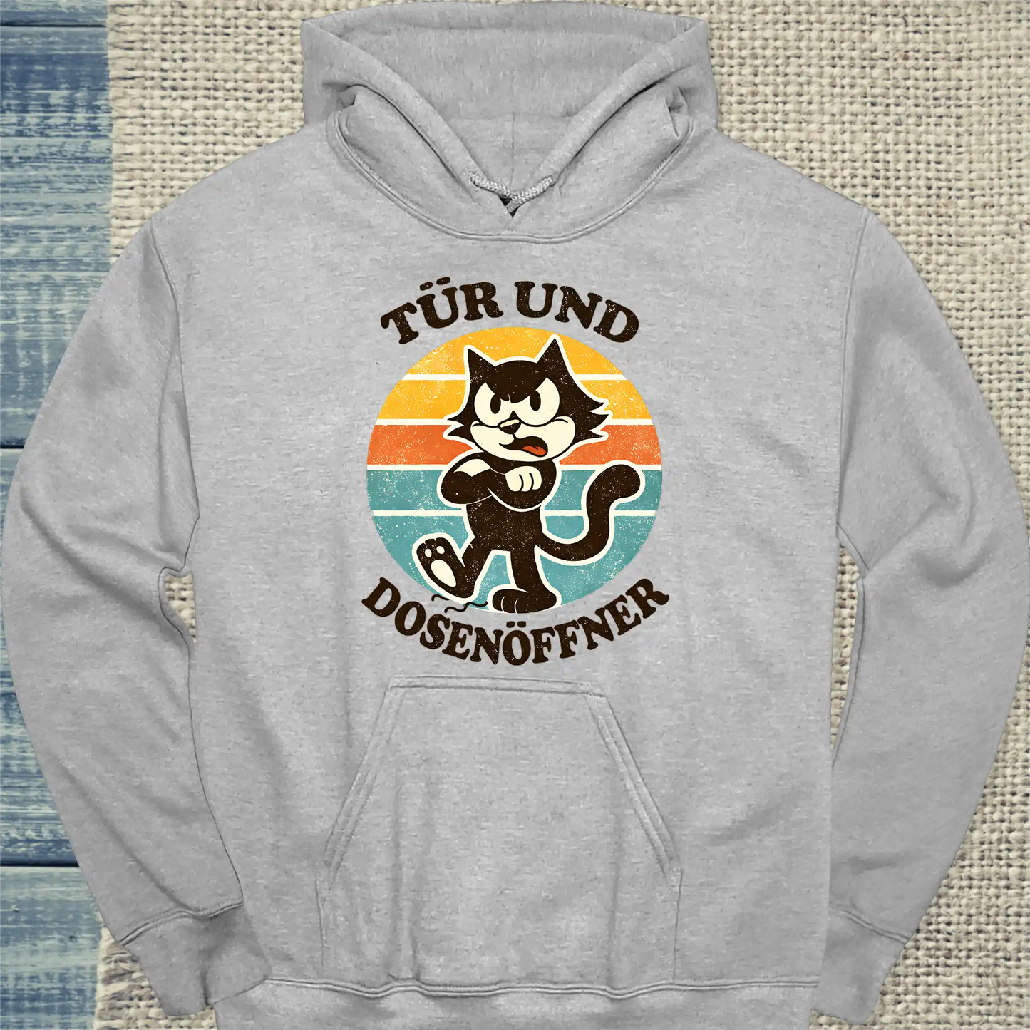Hoodie - Tür und Dosenöffner - Unisex - Katze Grau