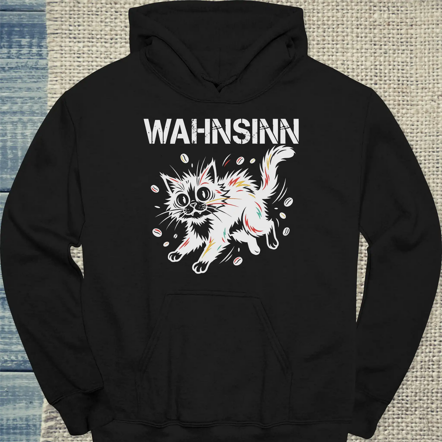 Hoodie - Wahnsinn - Unisex - Katze Schwarz