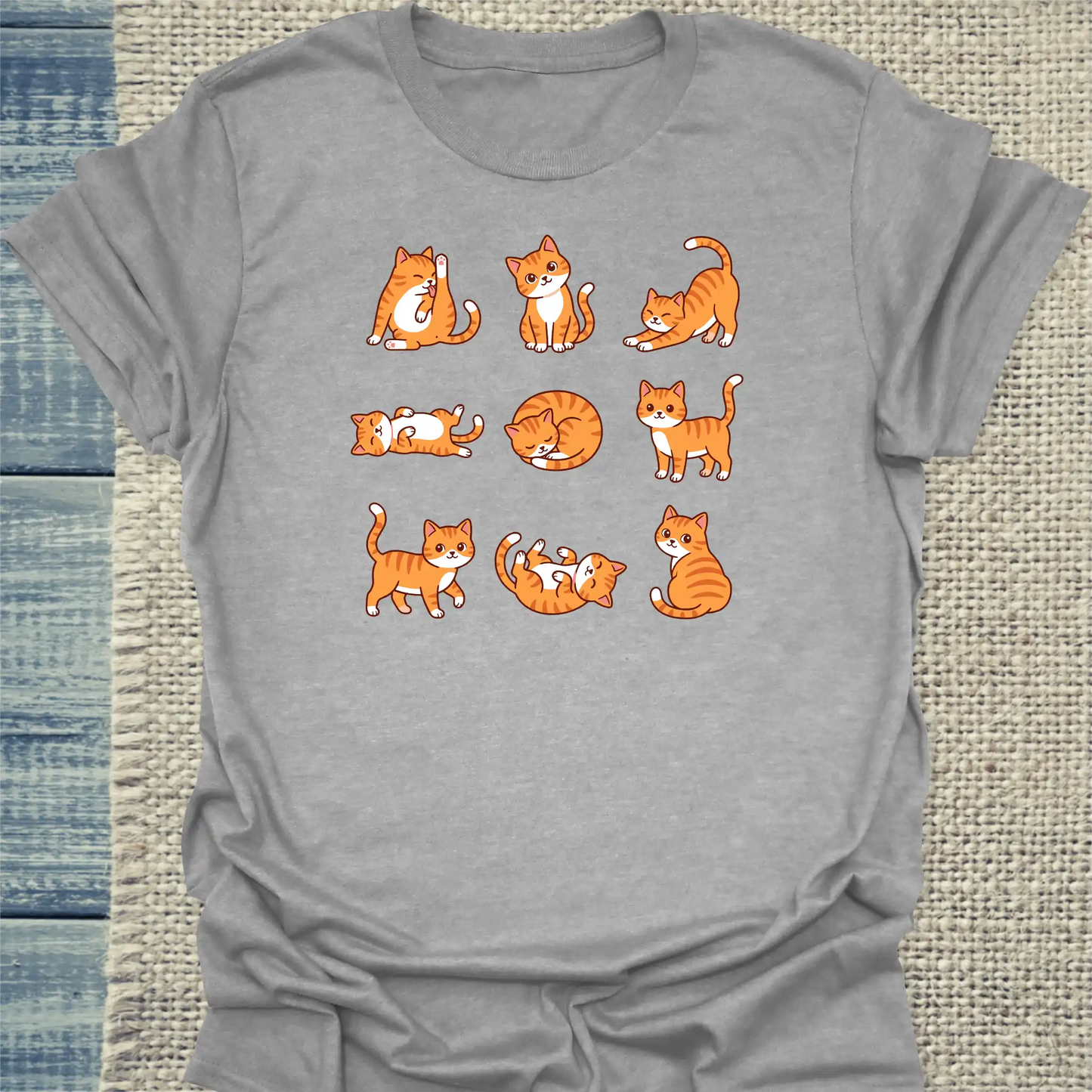 T-Shirt - 9 orange Katzen - Unisex - Katze, Orange Grau