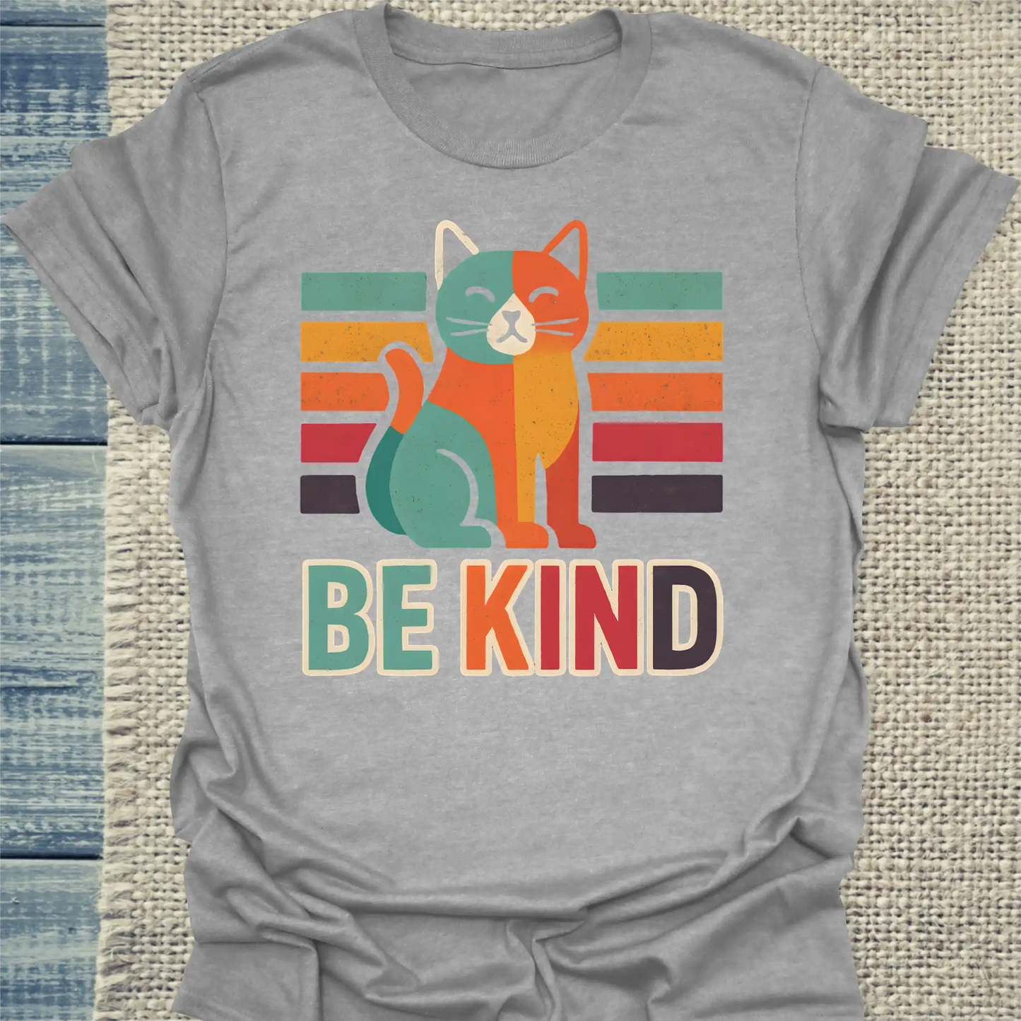 T-Shirt - Be Kind - Katze - Unisex - Katze Grau