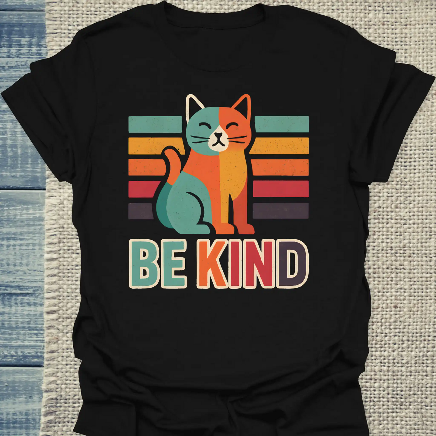 T-Shirt - Be Kind - Katze - Unisex - Katze Schwarz