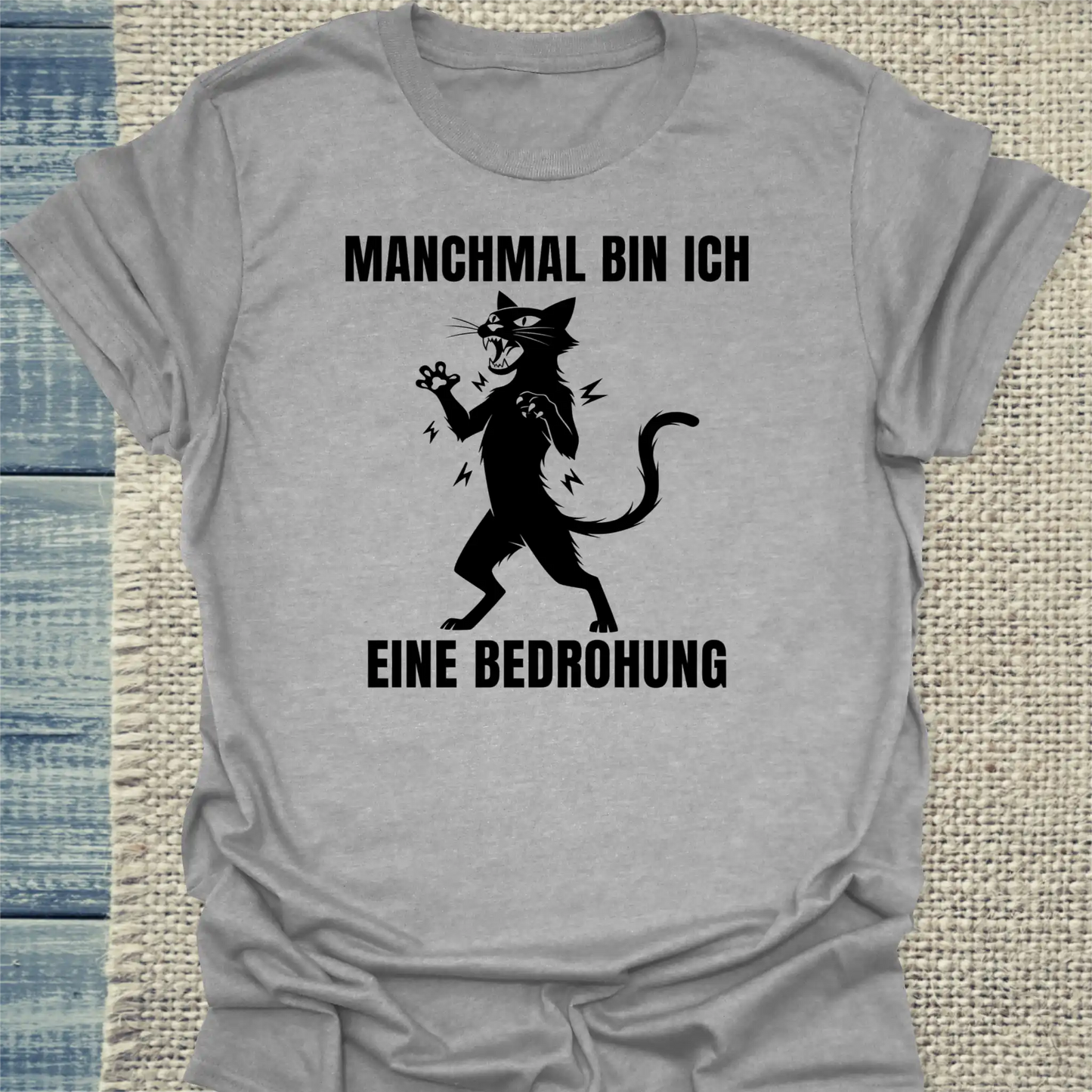 T-Shirt - Bin eine Bedrohung - Unisex - Katze Grau
