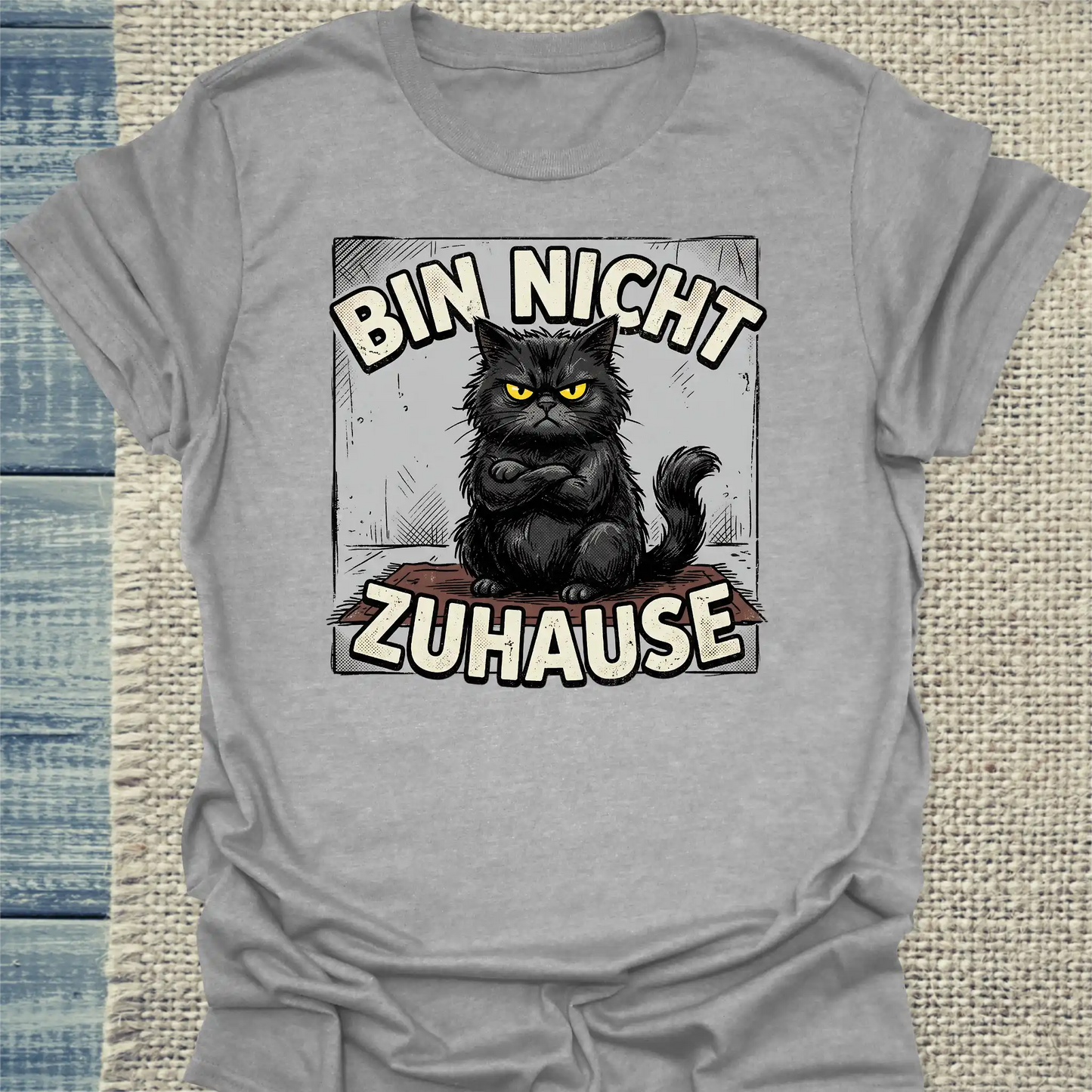 T-Shirt - Bin nicht zuhause - Unisex - Katze Grau