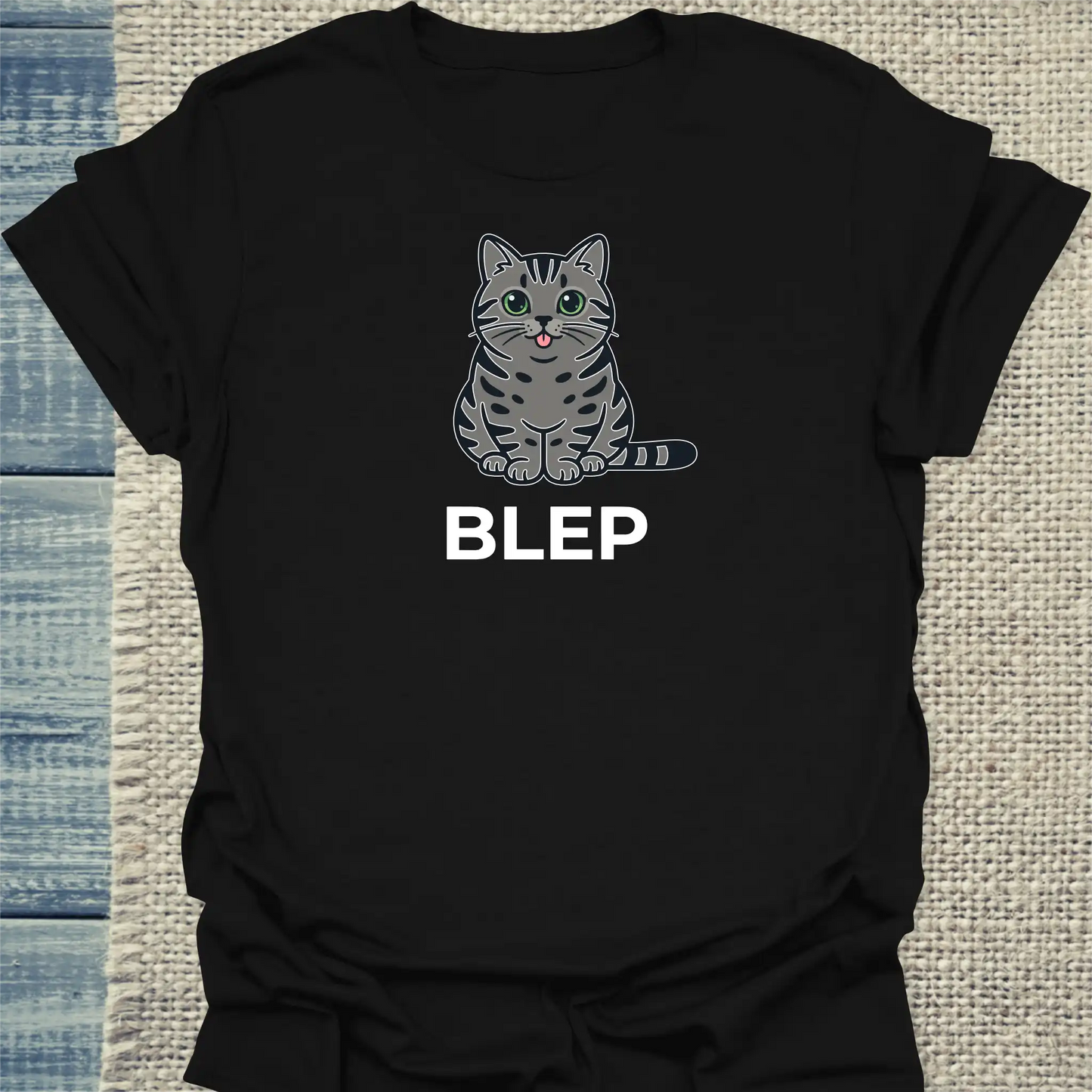 T-Shirt - Blep - Unisex - Katze Schwarz