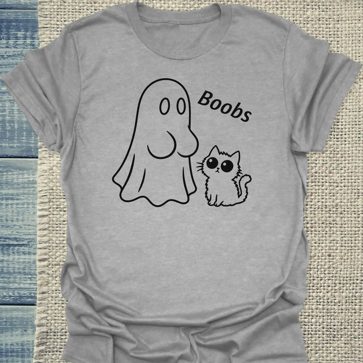 T-Shirt - Boobs - Unisex - Katze, Halloween Grau