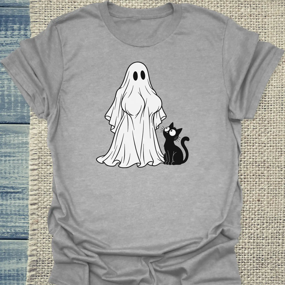 T-Shirt - Boomerwooki - Unisex - Katze, Halloween Grau