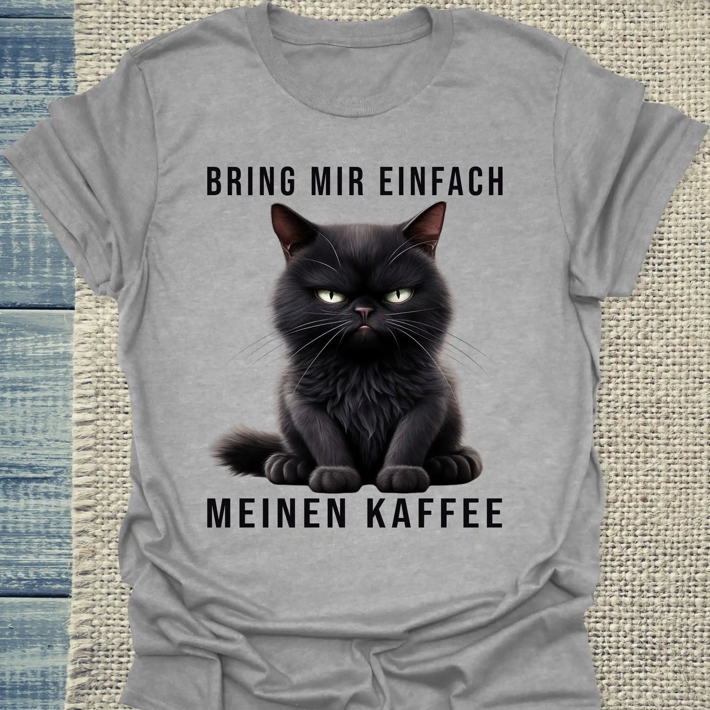 T-Shirt - Bring mir einfach meinen Kaffee - Unisex - Katze & Kaffee Grau