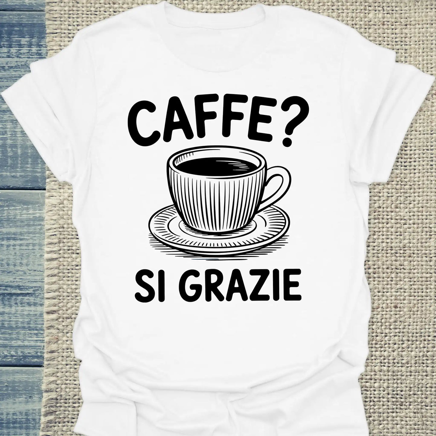 T-Shirt - Caffee - Si Grazie - Unisex - Kaffee Weiß