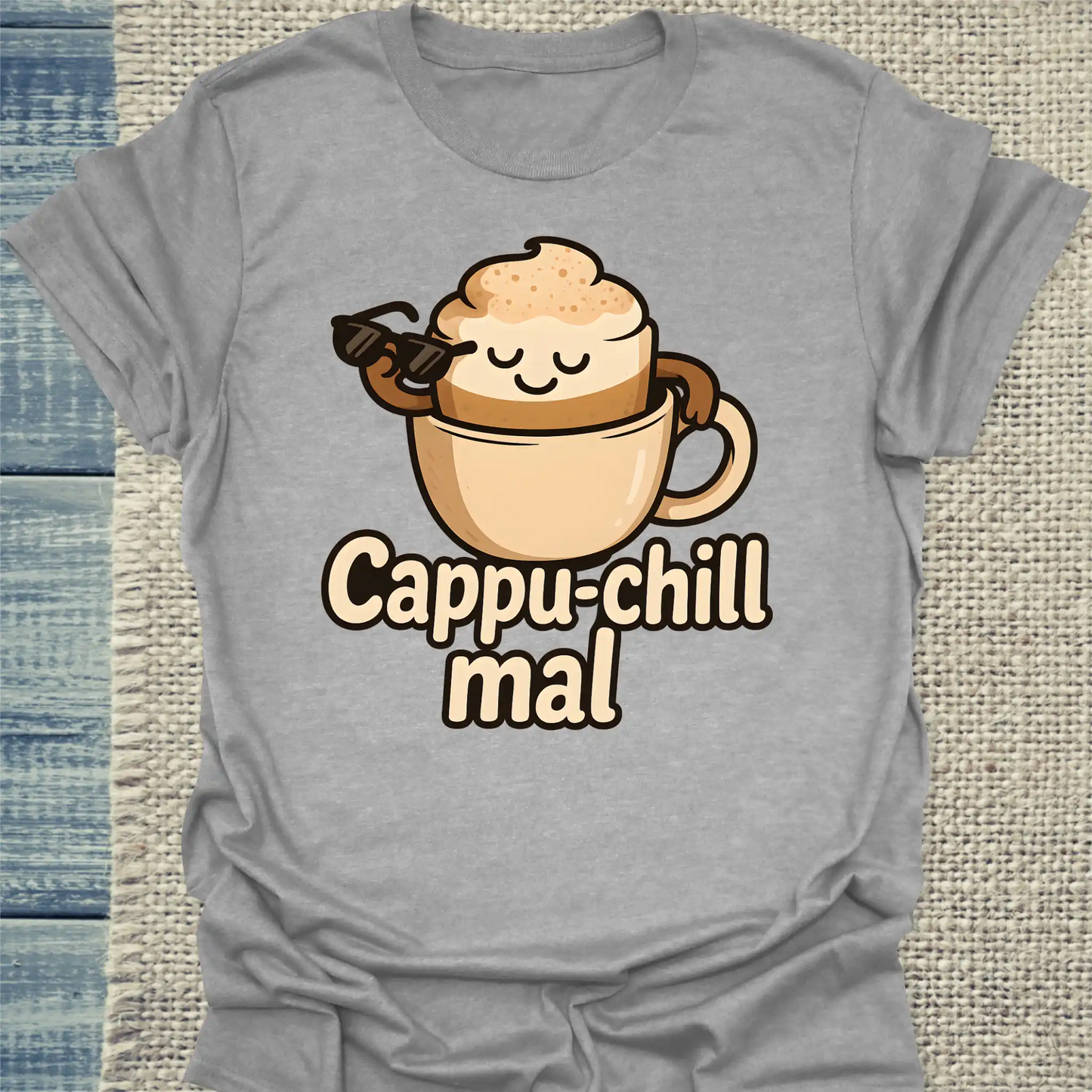 T-Shirt - Cappu-chill mal - Unisex - Kaffee Grau