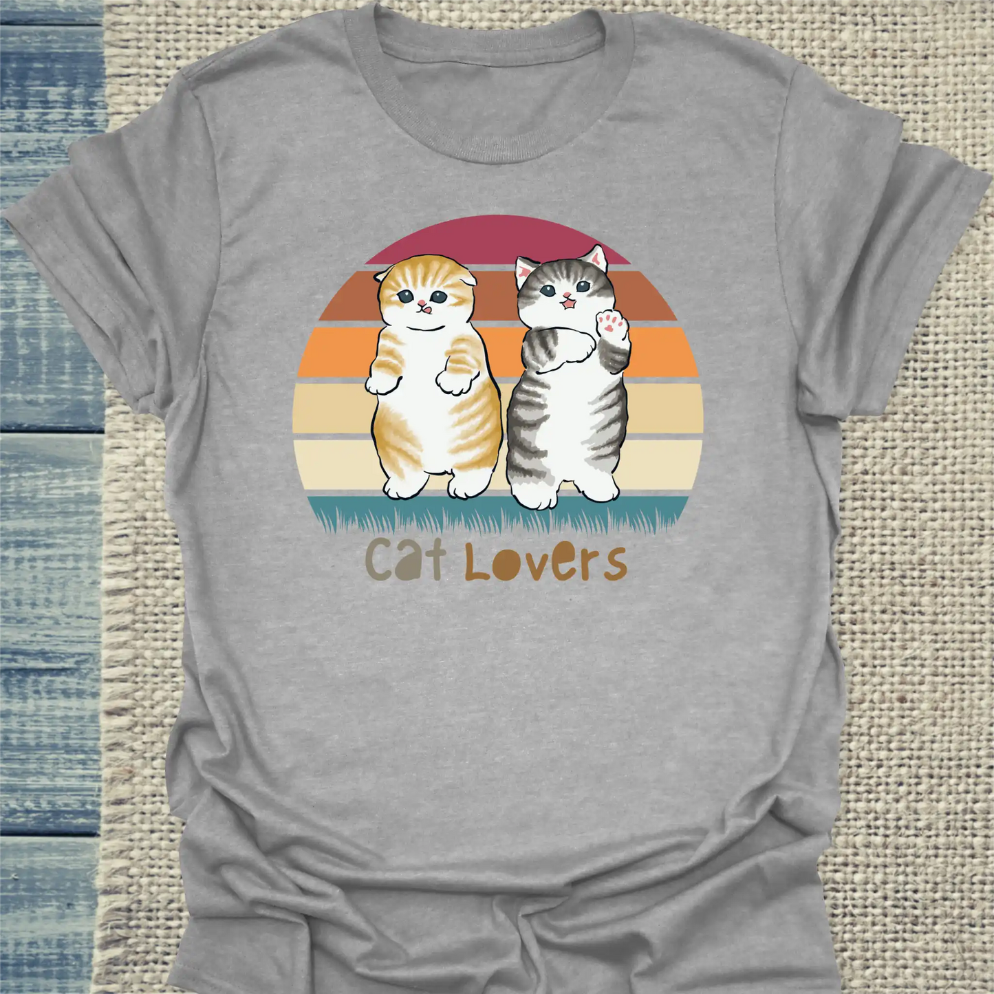 T-Shirt - Cat lovers - Unisex - Katze Grau