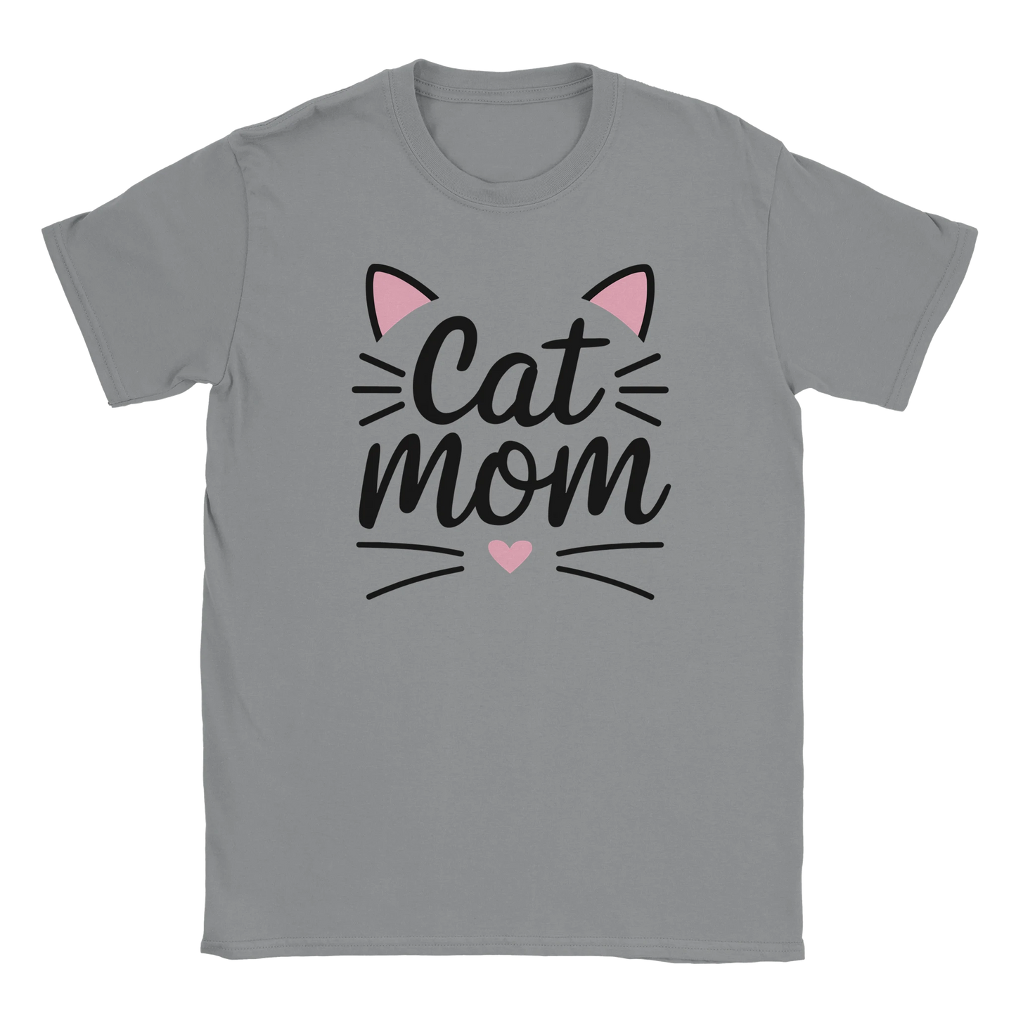 T-Shirt - Cat Mom Pink - Unisex - Kaffee, Cat Lady Grau
