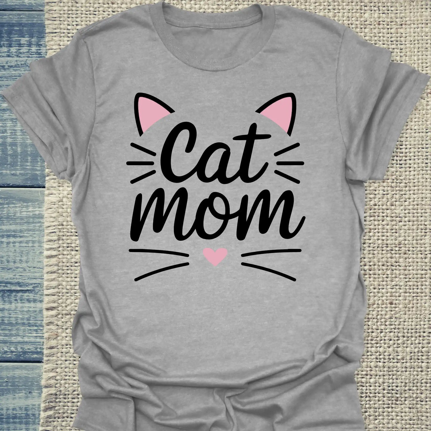 T-Shirt - Cat Mom Pink - Unisex - Kaffee, Cat Lady Grau