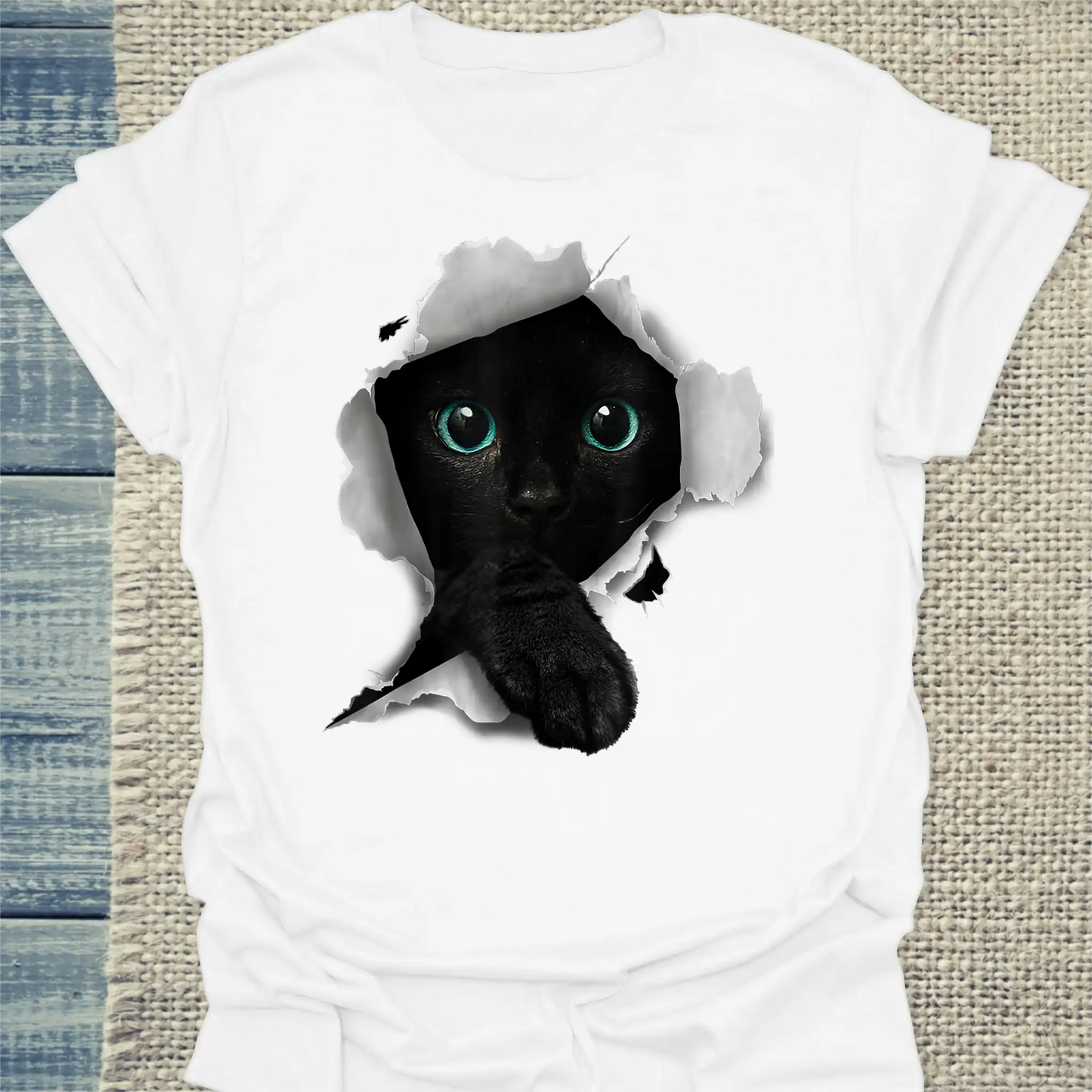 T-Shirt - Cat Torn - Unisex - Katze Weiß
