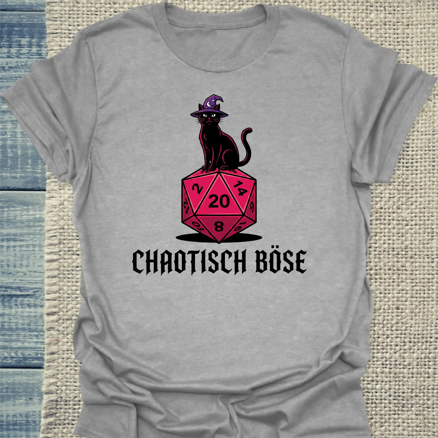 T-Shirt - Chaotisch Böse - Unisex - Katze Grau