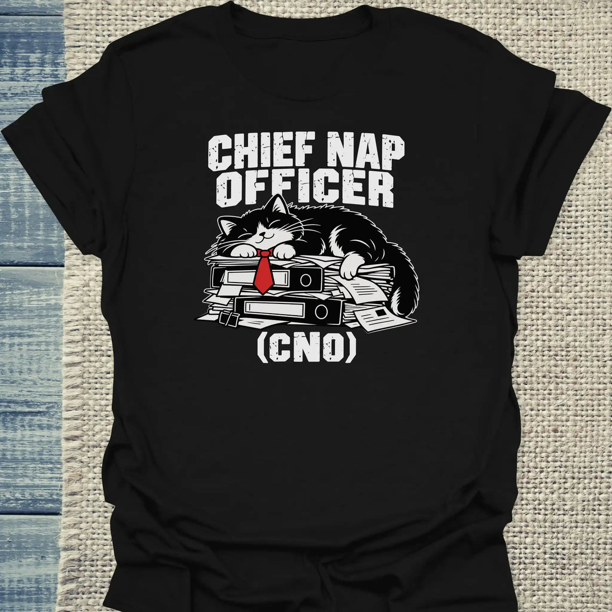 T-Shirt - Chief Nap Officer - Unisex - Katze Schwarz