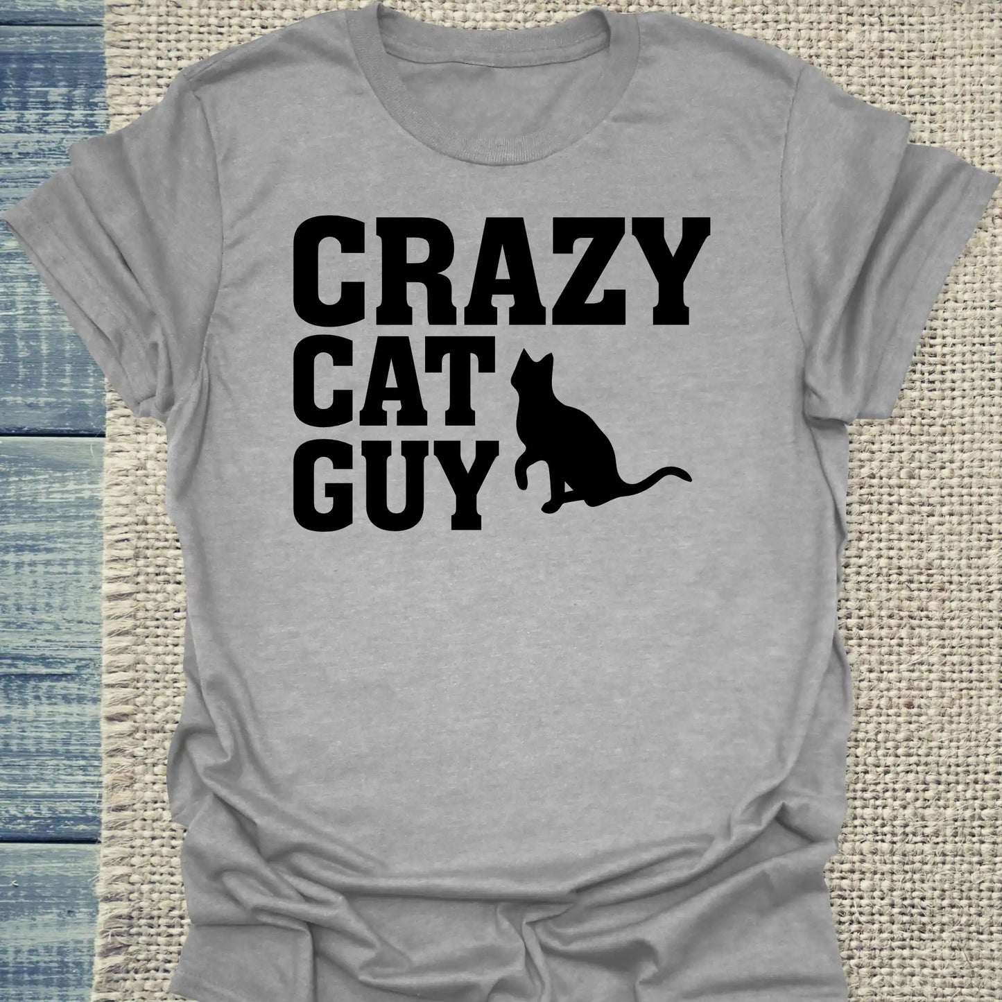 T-Shirt - Crazy Cat Guy - Unisex - Kaffee, Cat Guy Grau