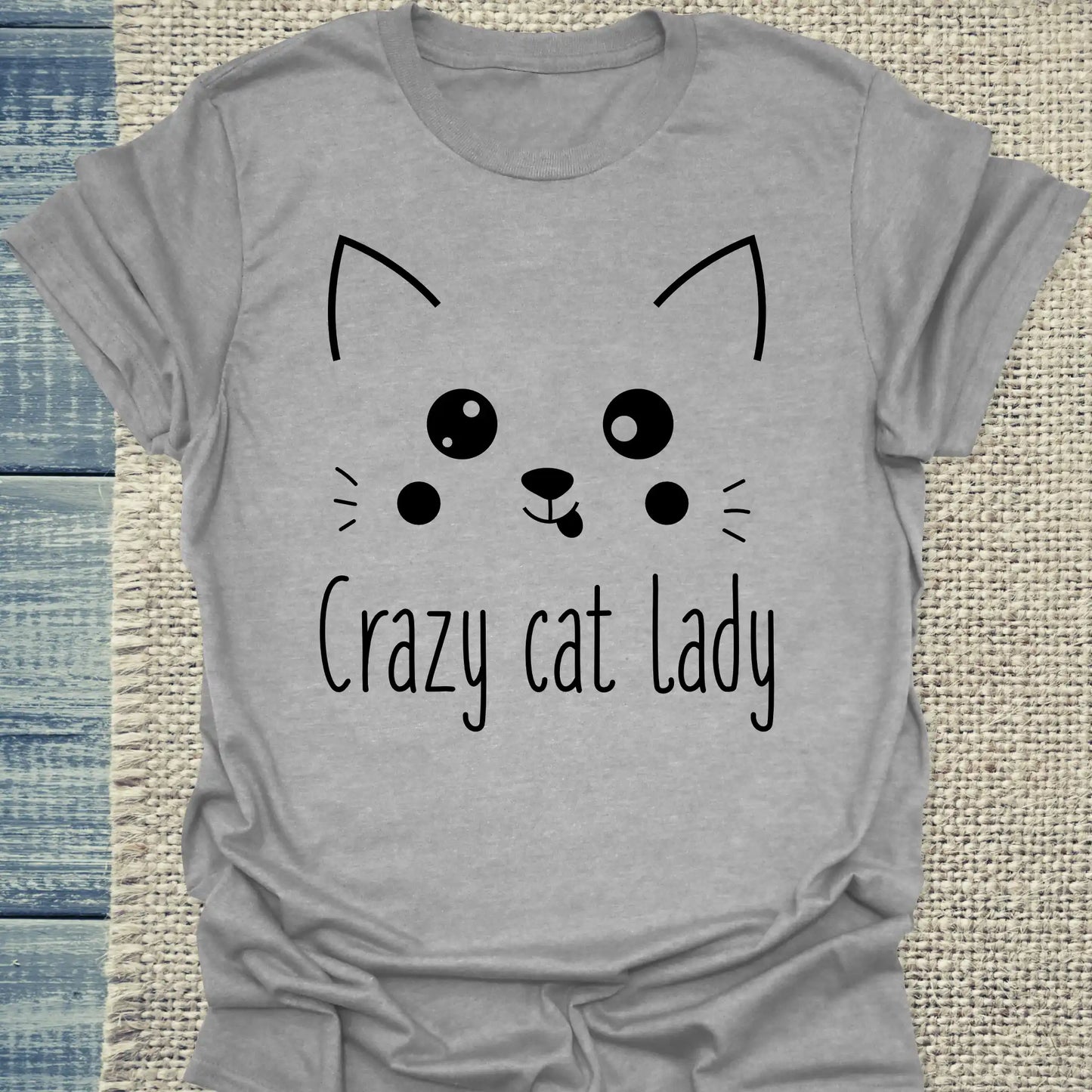 T-Shirt - Cute Crazy Cat Lady - Unisex - Kaffee, Cat Lady, Black Edition Grau