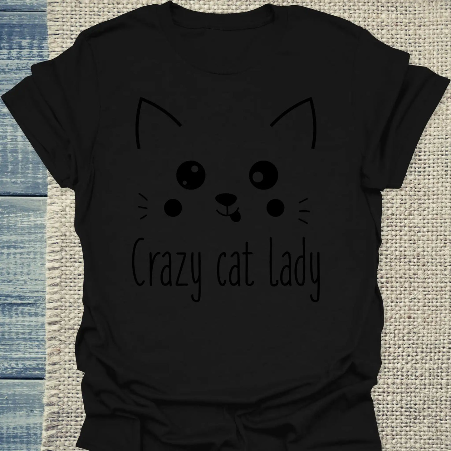 T-Shirt - Cute Crazy Cat Lady - Unisex - Kaffee, Cat Lady, Black Edition Schwarz