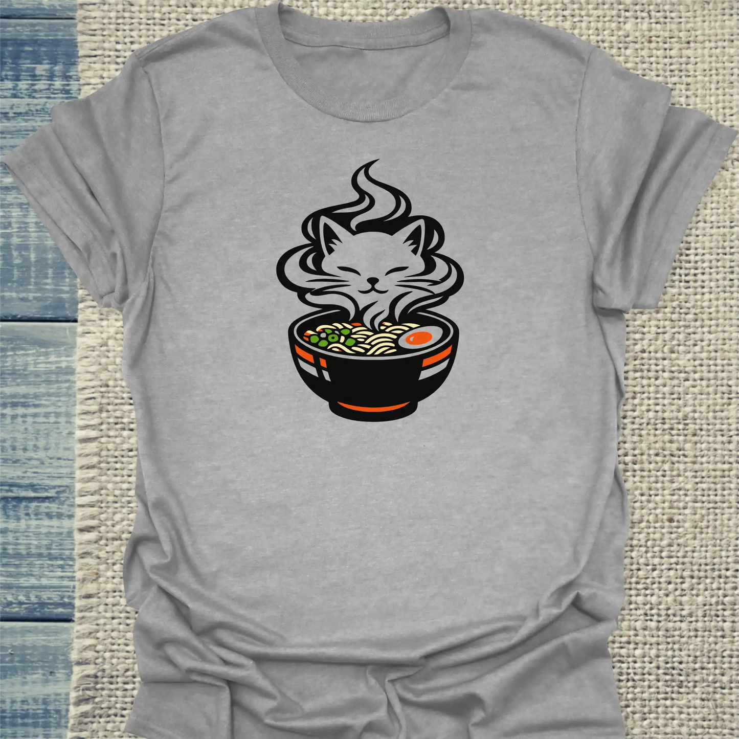 T-Shirt - Das Brodeln - Unisex - Katze, Ramen Grau