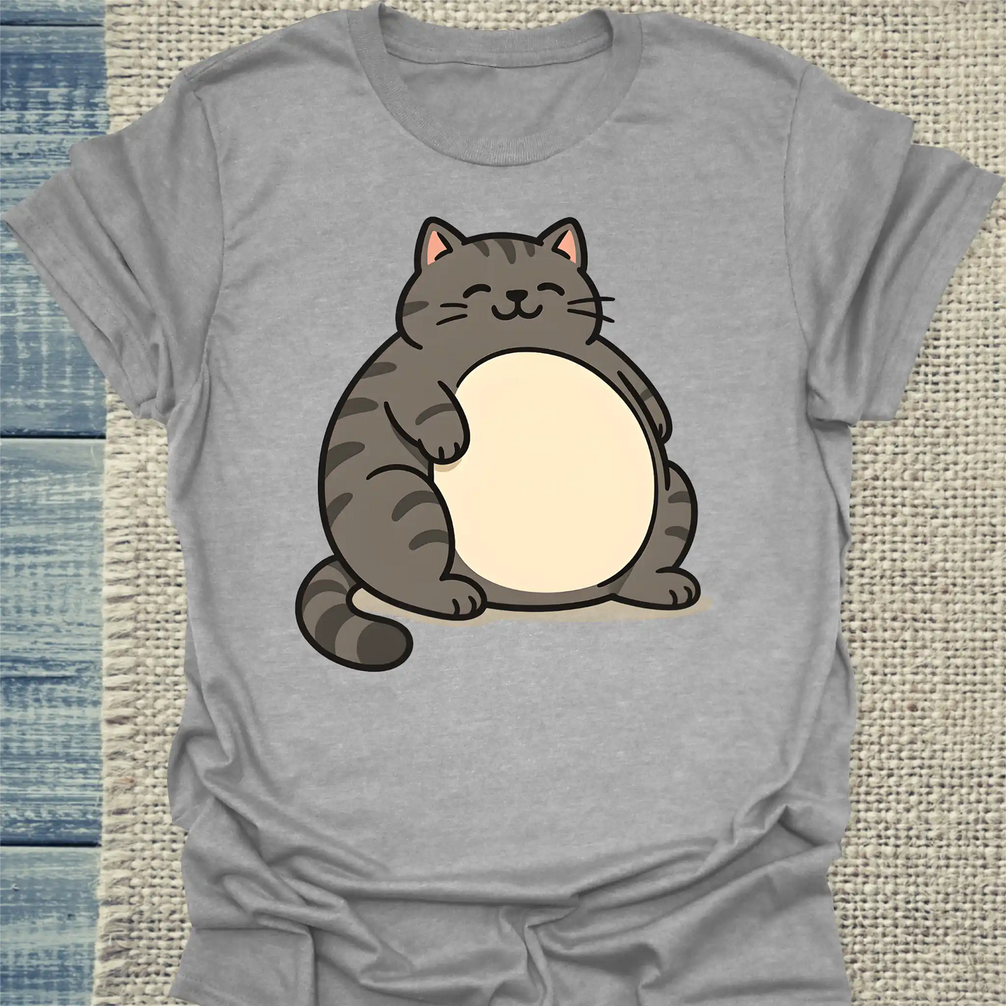 T-Shirt - Dicke Katze - Unisex - Katze Grau