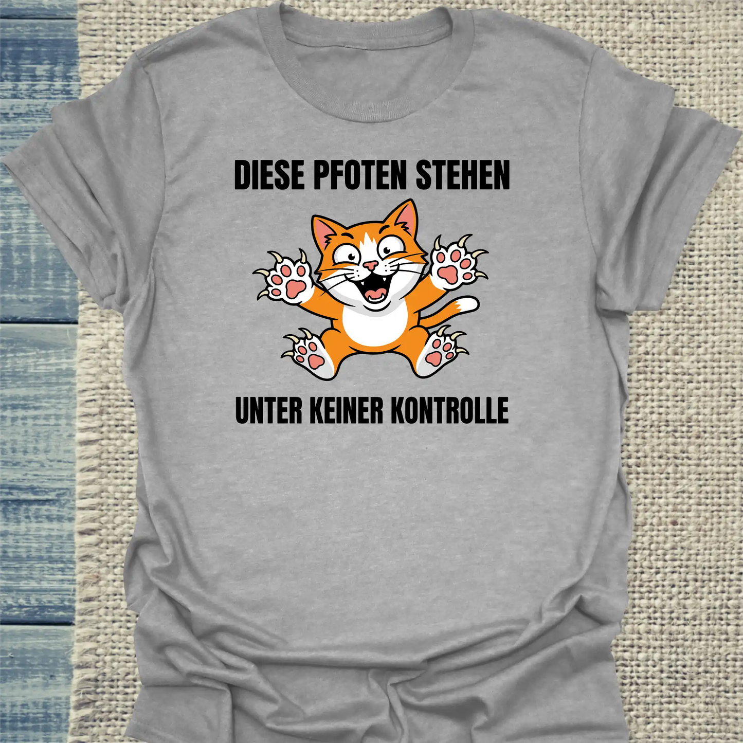 T-Shirt - Diese Pfoten stehen unter keiner Kontrolle - Unisex - Katze Grau