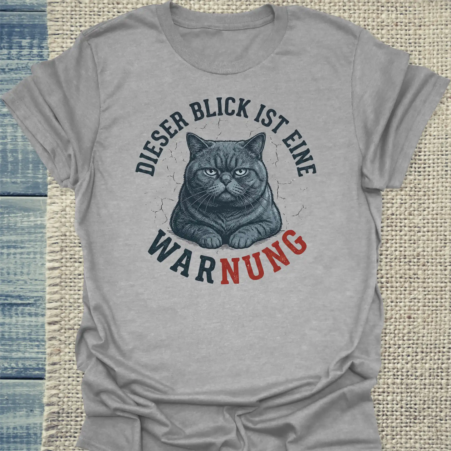 T-Shirt - Dieser Blick ist eine Warnung - Unisex - Katze Grau