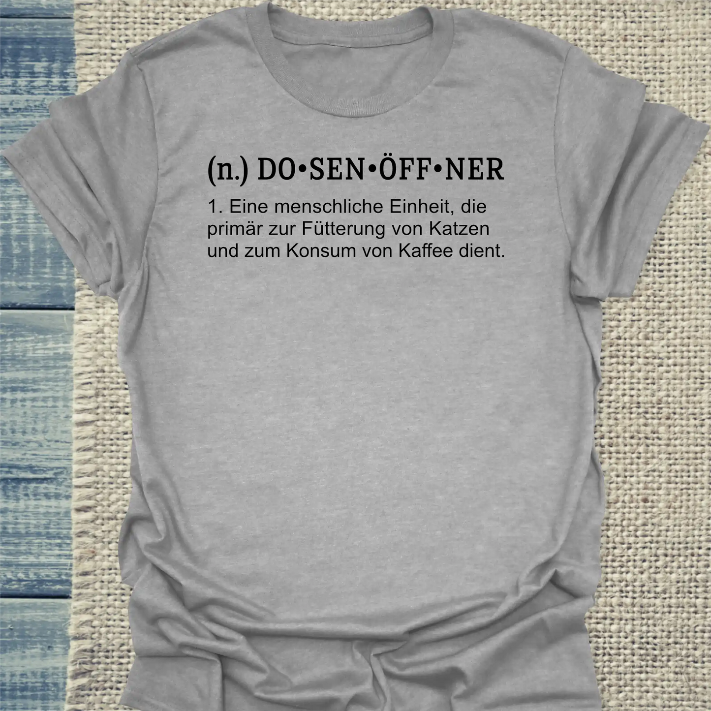 T-Shirt - Dosenöffner - Unisex - Katze & Kaffee Grau