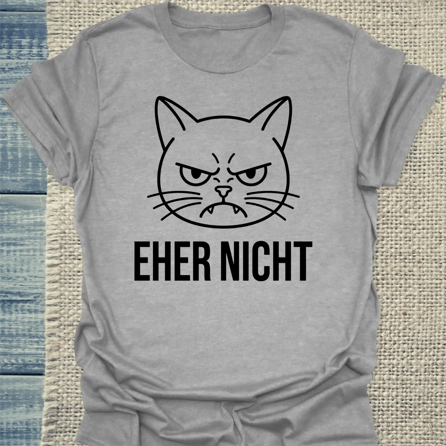T-Shirt - Eher Nicht - Unisex - Katze & Kaffee Grau