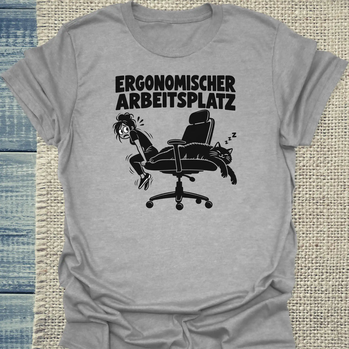 T-Shirt - Ergonomischer Arbeitsplatz - Unisex - Katze Grau