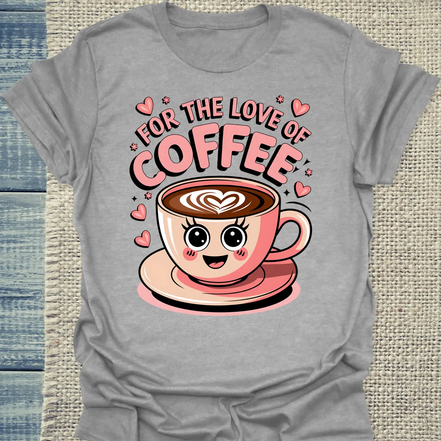 T-Shirt - For the love of coffee - Unisex - Kaffee Grau