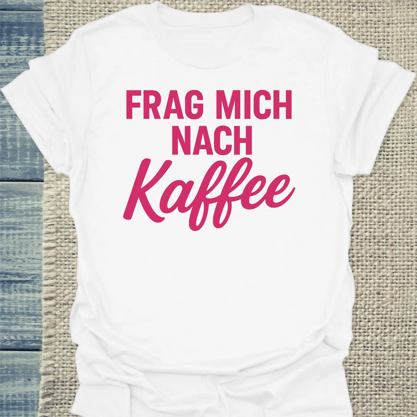 T-Shirt - Frag mich nach Kaffee - Unisex - Kaffee Weiß