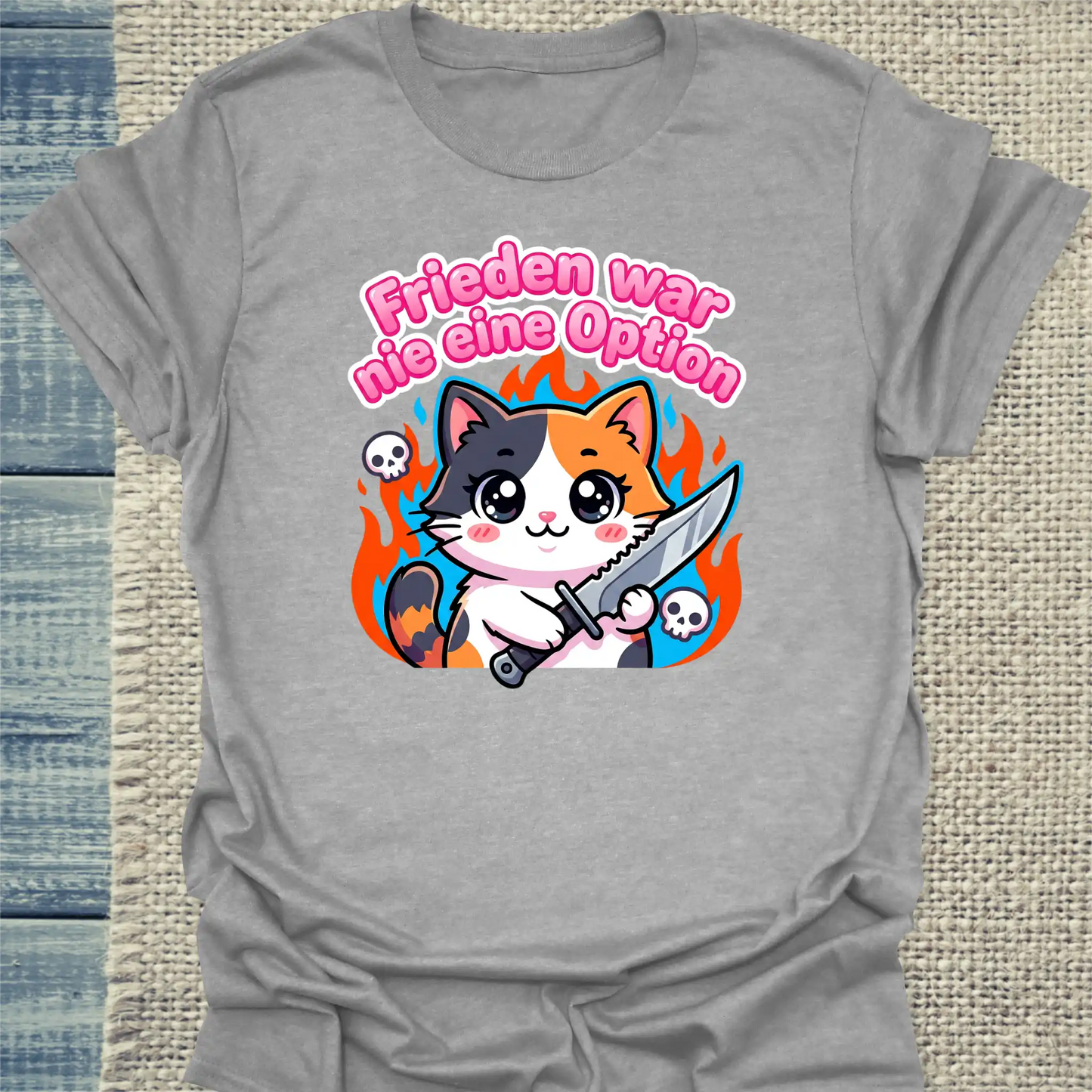 T-Shirt - Frieden war nie eine Option - Unisex - Katze Grau