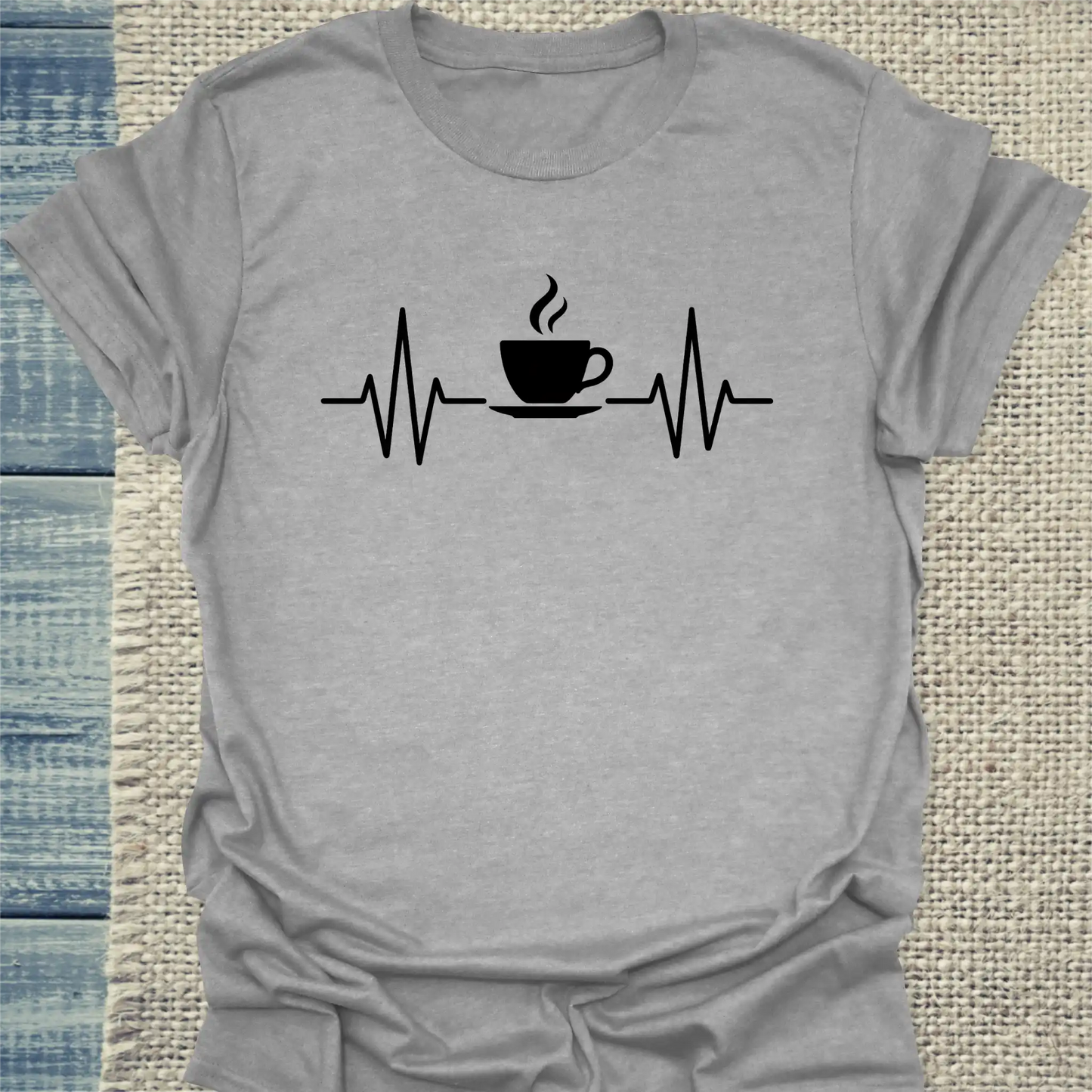 T-Shirt - Herzschlag für Kaffee - Unisex - Kaffee Grau