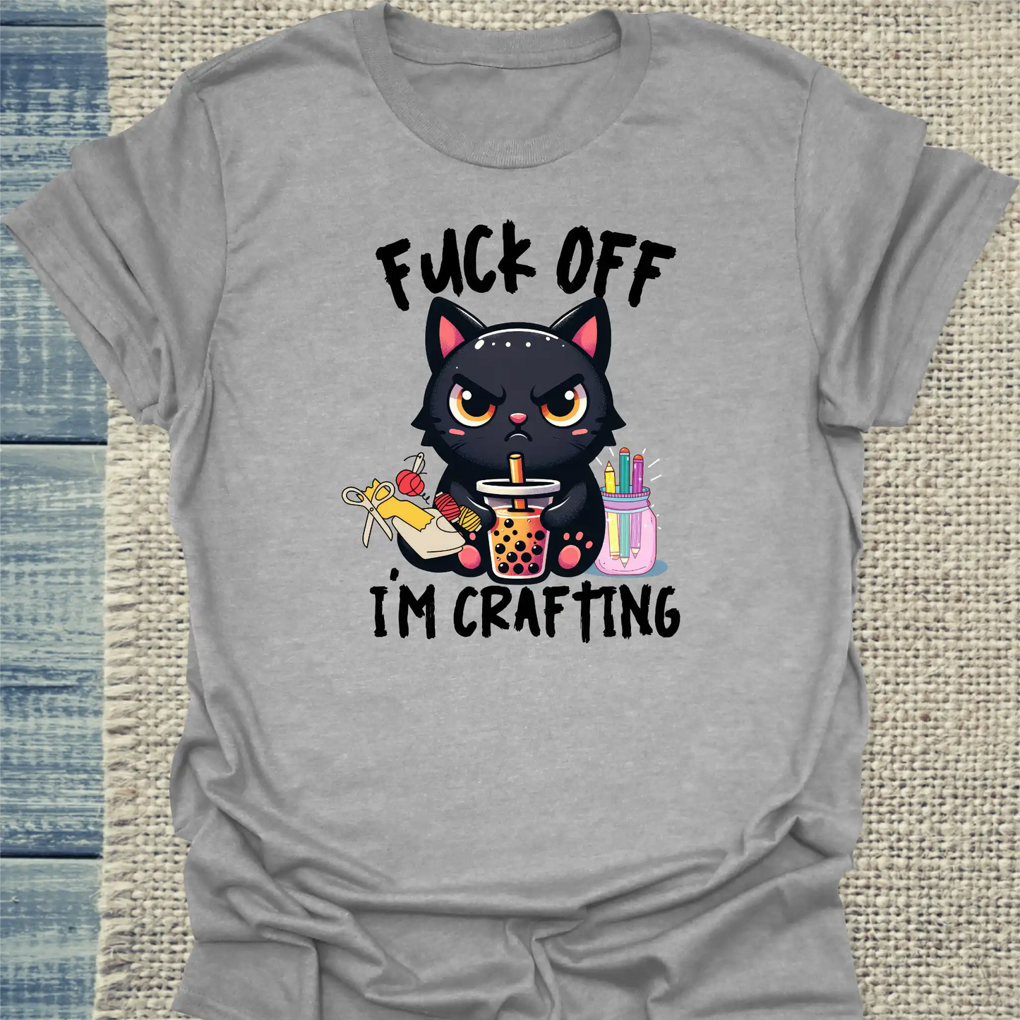 T-Shirt - I am crafting - Unisex - Katze Grau