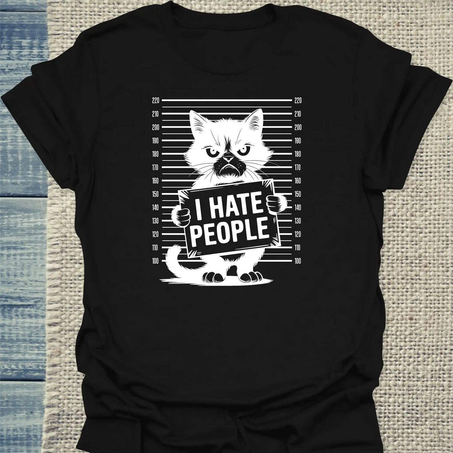 T-Shirt - I Hate People - Unisex - Katze Schwarz