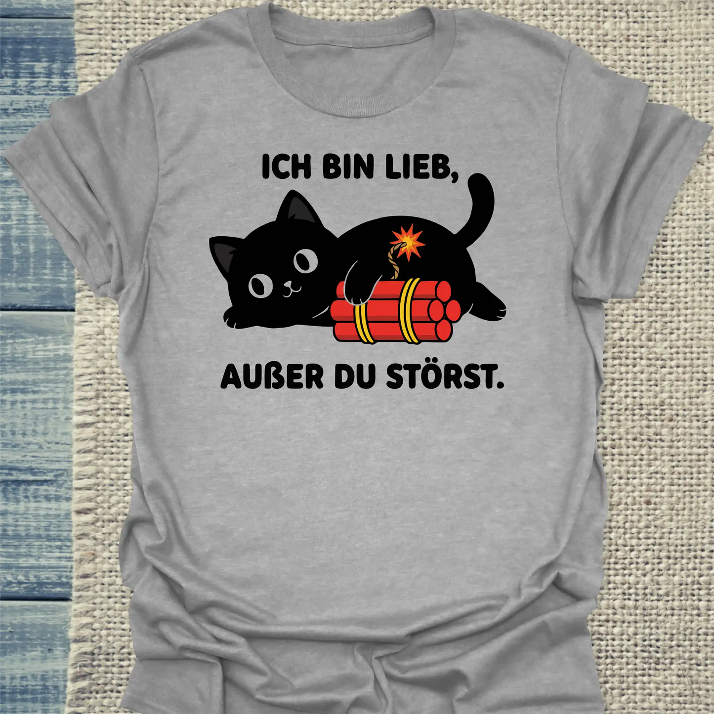 T-Shirt - Ich bin lieb, außer du störst - Unisex - Katze Grau