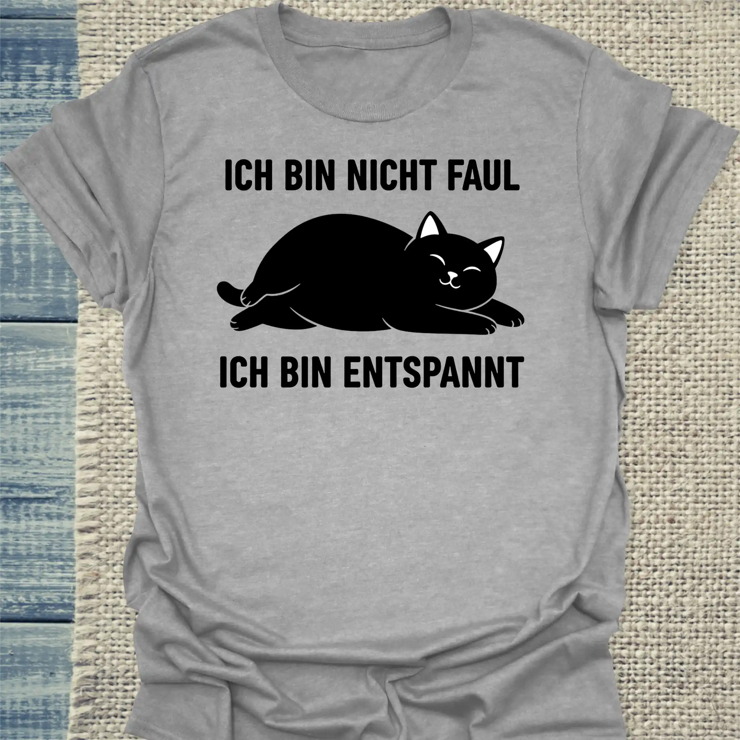 T-Shirt - Ich bin nicht faul - Unisex - Katze Grau