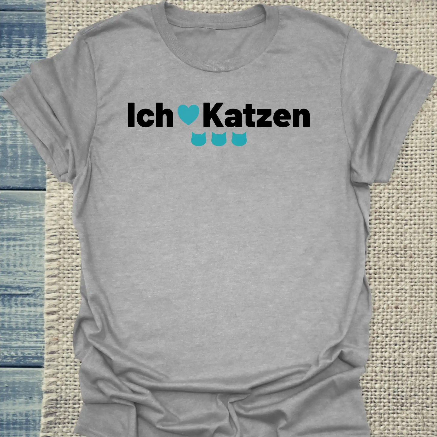 T-Shirt - Ich liebe Katzen - Unisex - Katze Grau